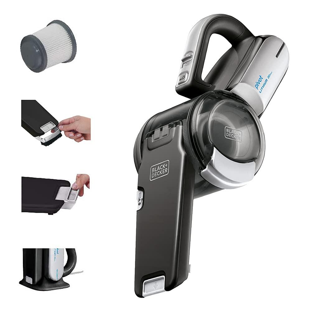 Black+Decker Dustbuster Pivot Vac Cordless Handheld Vacuum for Home and Car Cleaning with Crevice Tool and Pivot Nozzle (BDH2000PL)