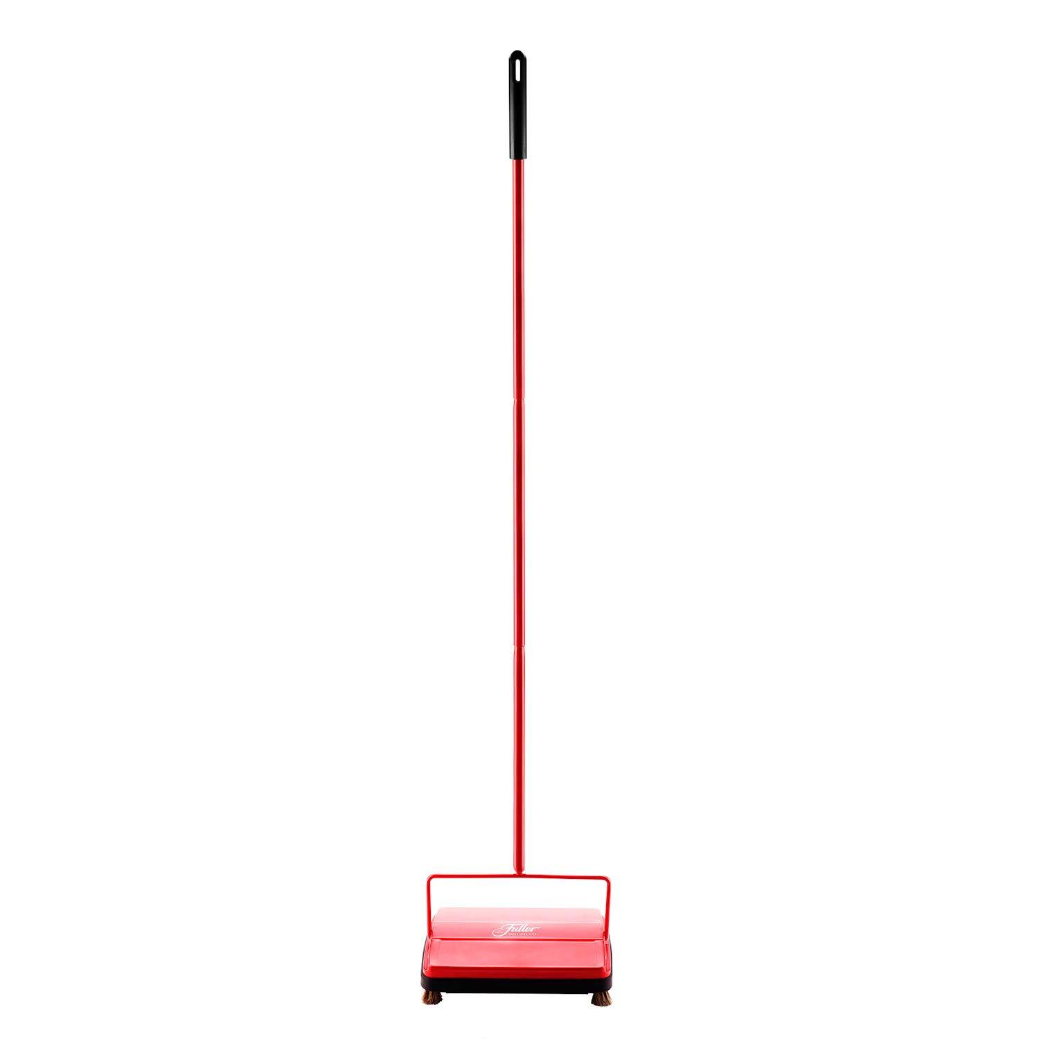 Lightweight Electrostatic Cordless Carpet & Floor Sweeper - Fuller Brush 17052 - 9" Cleaning Path - Ideal for Crumby Messes - Carpets & Hard Floor Surfaces - Red