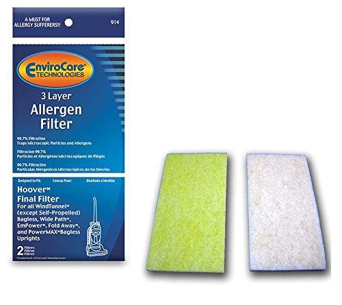 Envirocare Premium Replacement 3 Layer Final Vacuum Cleaner Filters for Hoover Windtunnel Uprights - Fits Multiple Models