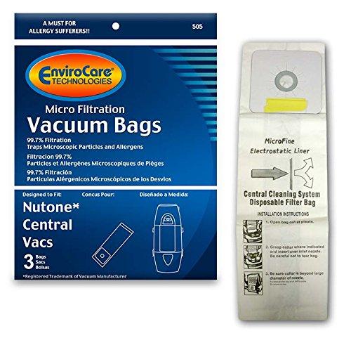 EnviroCare Replacement Micro Filtration Dust Bags for Nutone Central Vacuums - 3 Pack