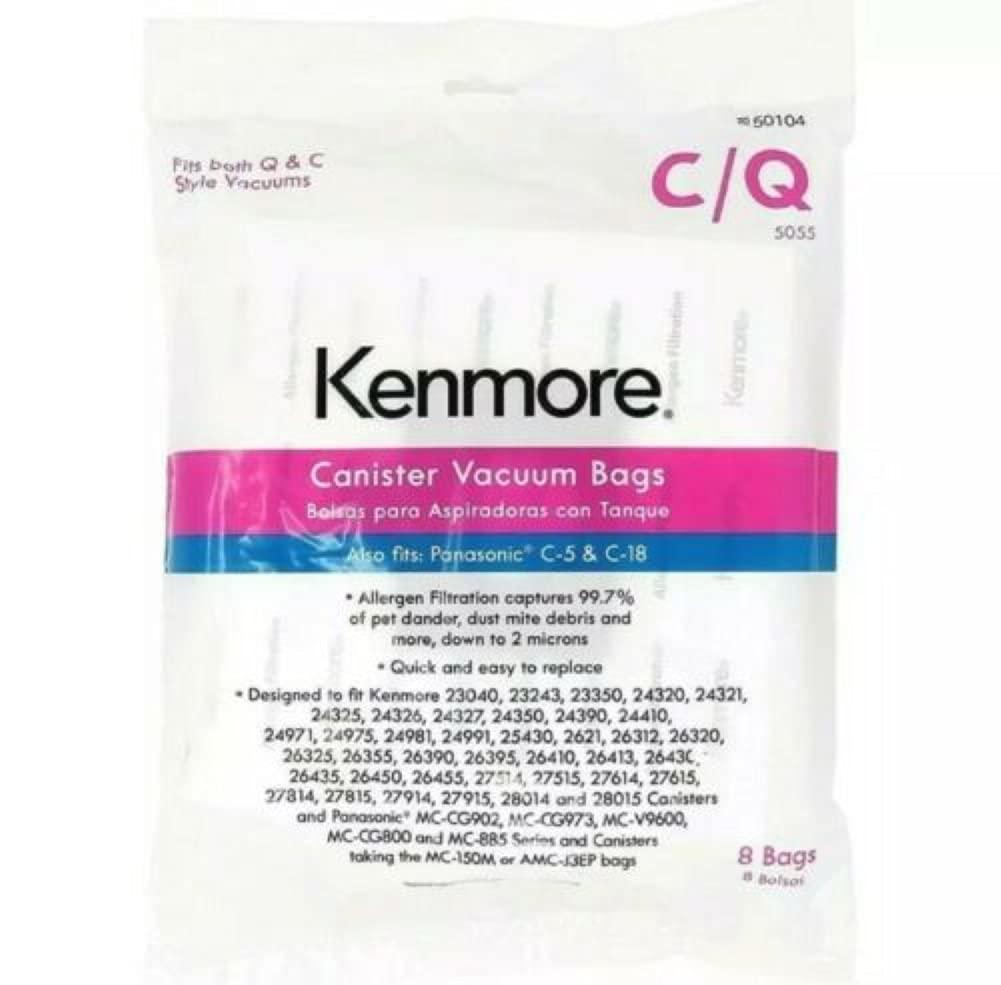 Kenmore 50104 8 Pack Style C/Q Canister Vacuum Bags for Kenmore and Panasonic Canisters