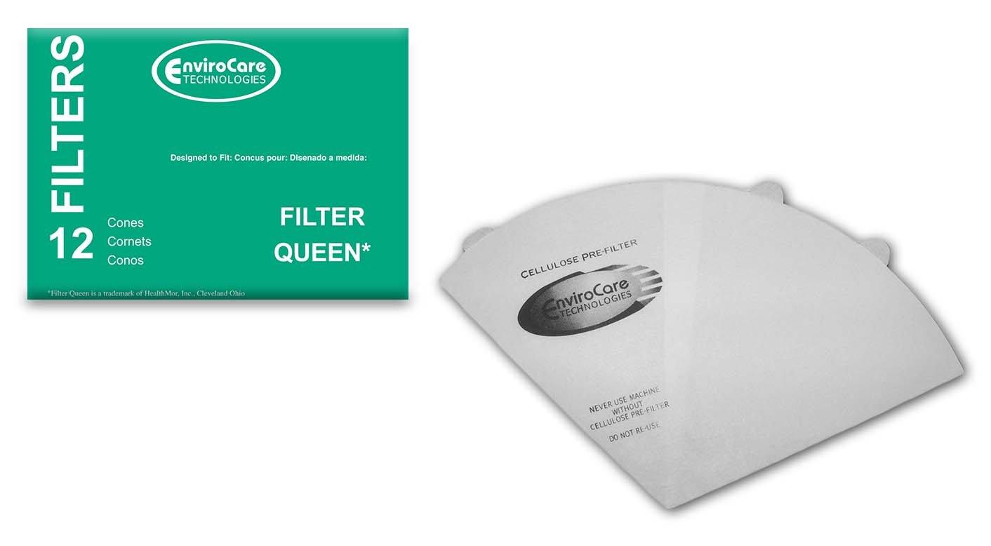 Envirocare Replacement Vacuum Cleaner Filter Cones for Filter Queen Vacuums - Pack of 12 Cones and 2 Filters