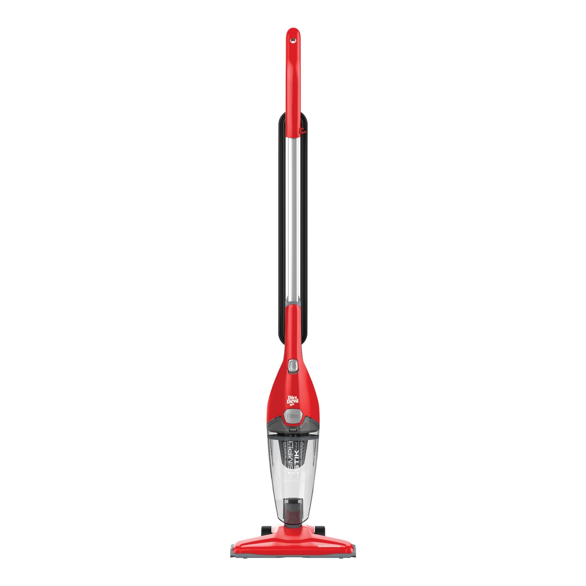 Lightweight 3-In-1 Bagless Corded Stick Vacuum for Hardwood Floors - Dirt Devil Simplistik Plus SD22010, Red