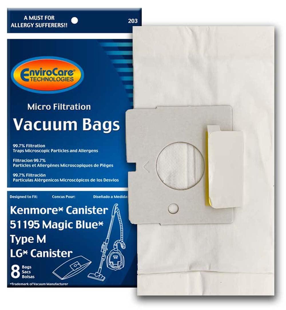 Envirocare Replacement Micro Filtration Vacuum Cleaner Dust Bags for Kenmore 51195 Magic Blue Canisters - 8 Pack