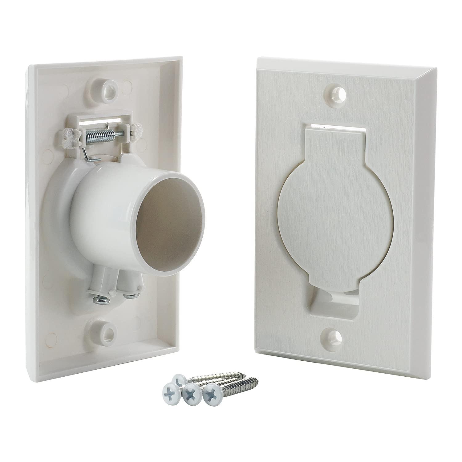 White Round Door Central Vacuum Inlet Valve Cover Plates - 2 Pack, Compatible with Beam & Nutone Central Vacuum Systems