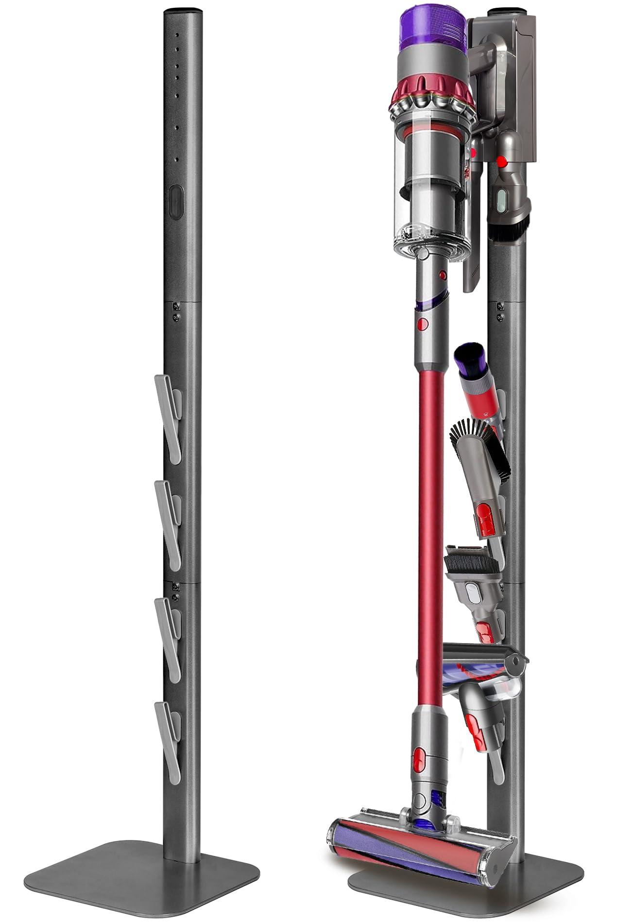 Metal Vacuum Stand Holder for Dyson Handheld Cordless Vacuum Cleaners - Hidden Power Cord Design, Stable Standing Dock with Storage Bracket