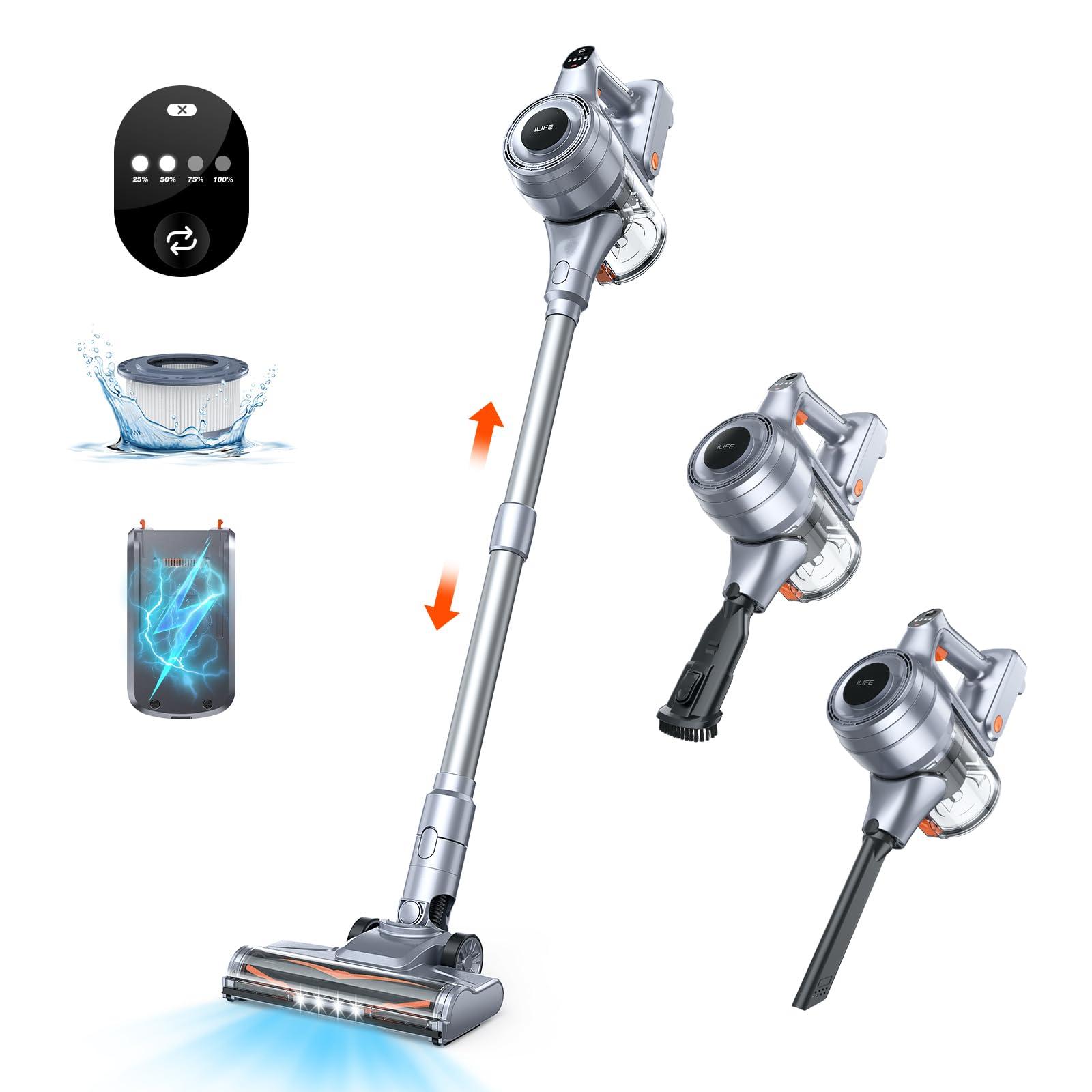 Lightweight ILife H80 Cordless Vacuum Cleaner with Detachable Battery and LED Display