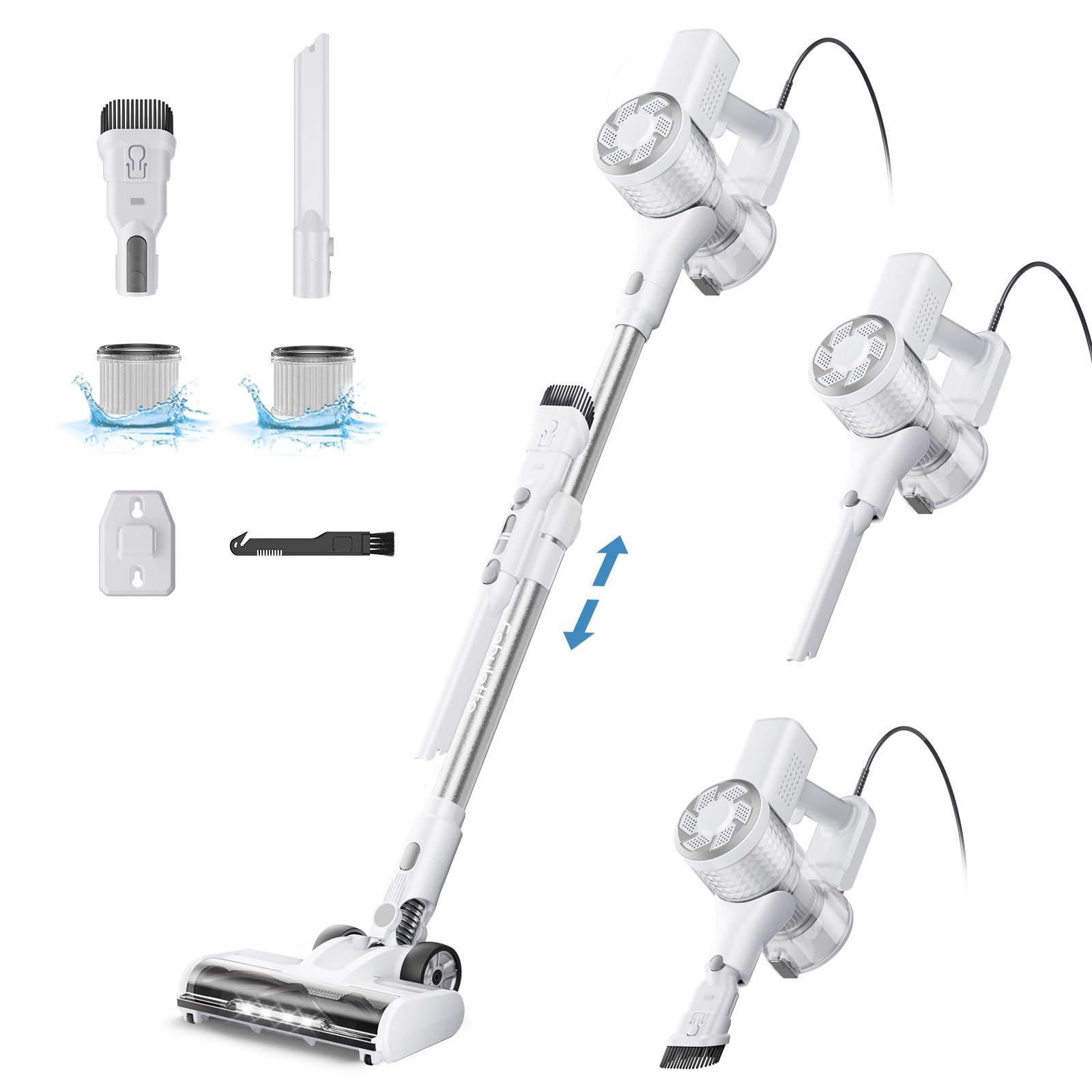 Powerful 600W Corded Stick Vacuum Cleaner with Telescopic Alloy Tube - Ideal for Pet Hair & Hard Floors