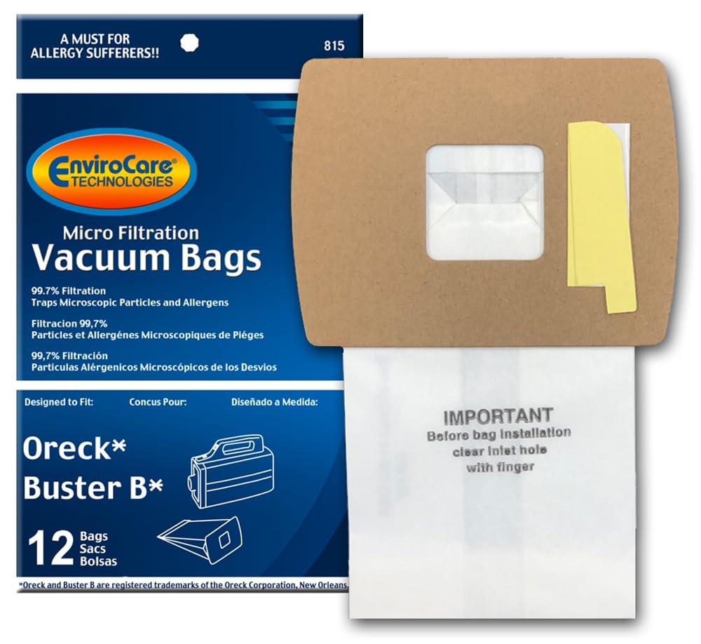 Envirocare Micro Filtration Vacuum Bags for Oreck Buster B and Super-Deluxe Compact Canisters, 12 Pack