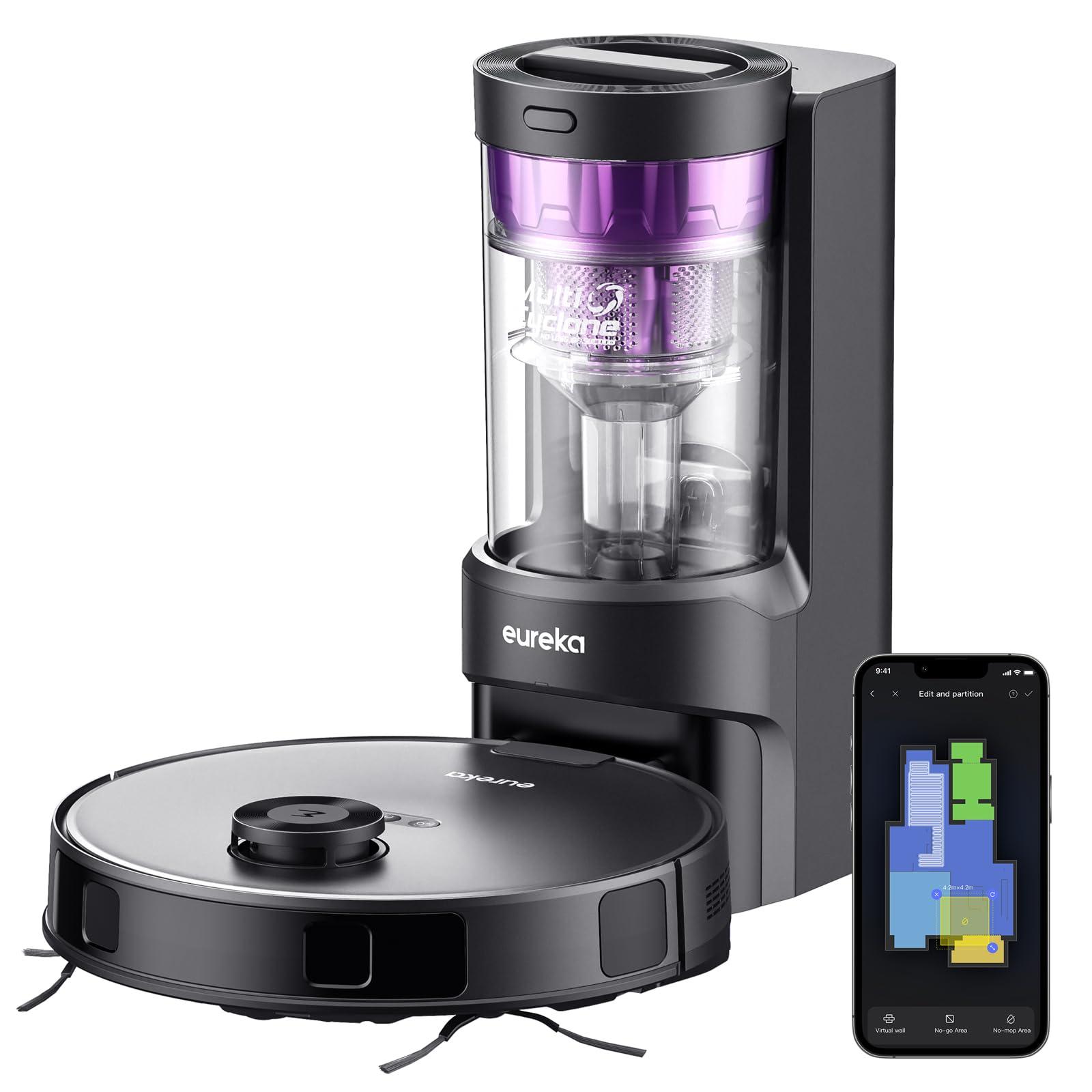 Eureka E10S Bagless Station Robot Vacuum Cleaner - Self Emptying, Powerful Suction, Lidar Navigation, App Control