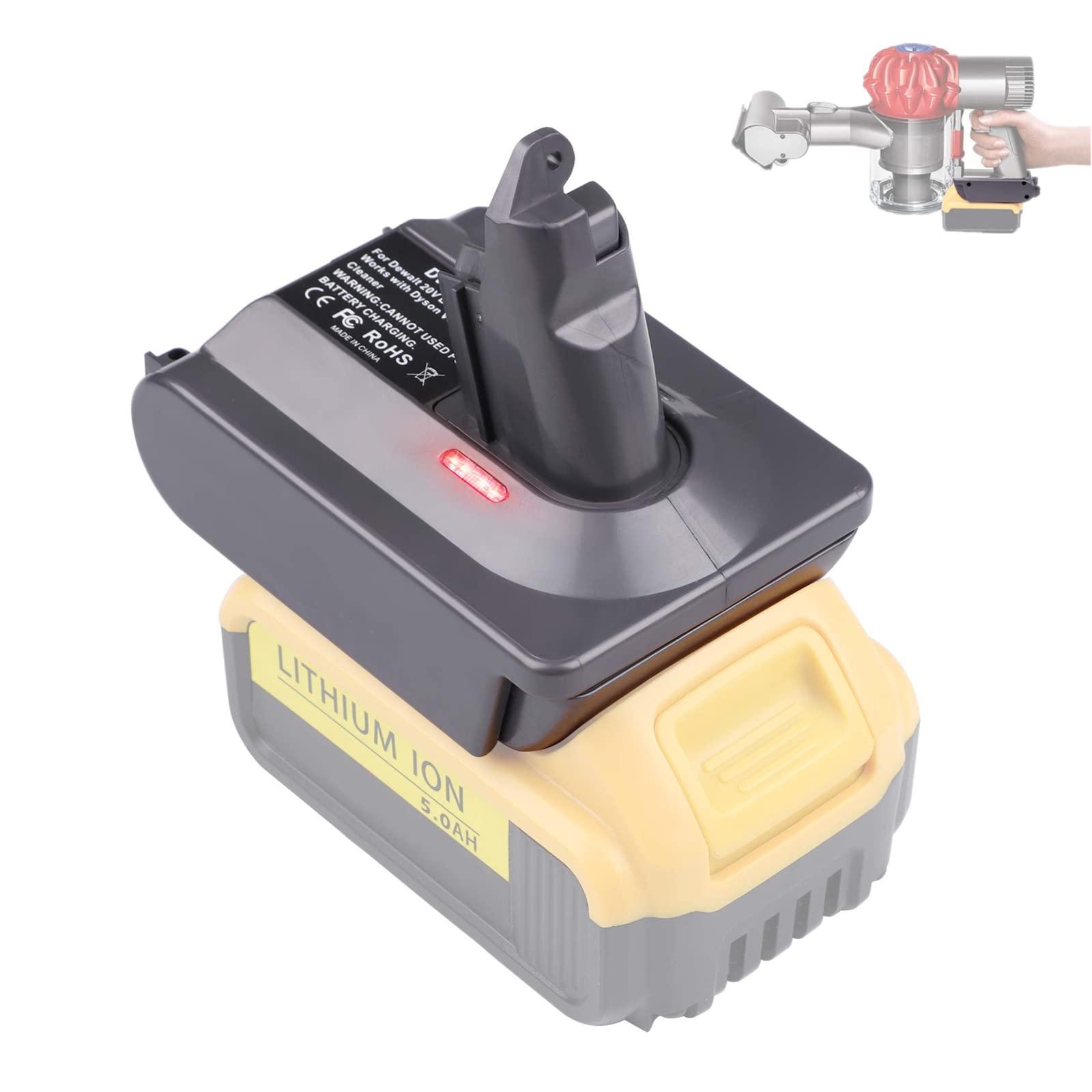 Adapter for Dyson V6 Vacuums & DeWalt 20V Lithium Battery Conversion