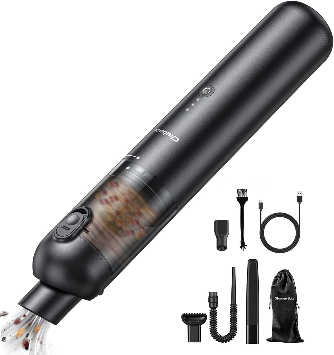 Chuboor Handheld Vacuum Cleaner with 16,000 Pa Powerful Suction for Pet Hair - Cordless Rechargeable Mini Vacuum (P03-Black)