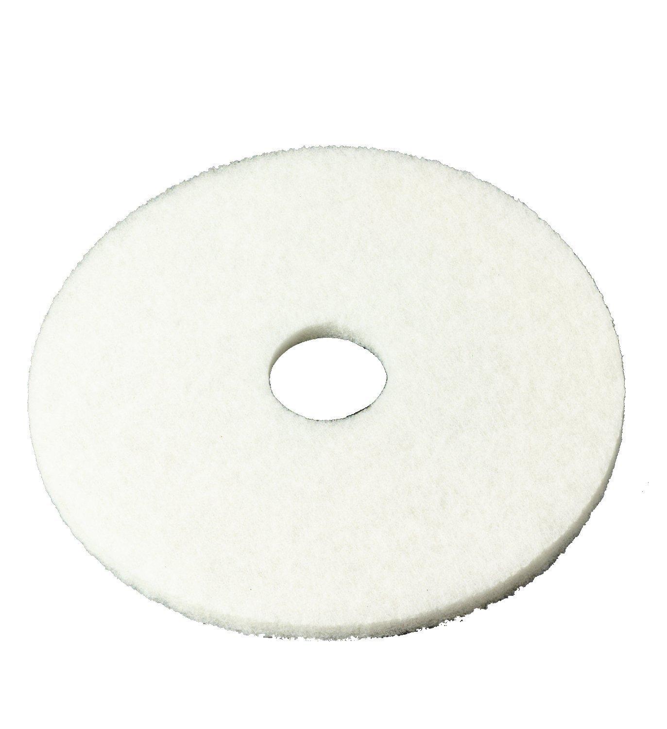 3M White Super Polish Pad 4100, 17" Floor Pad for Machine Use, Case of 5 - Ideal for Wood Floor Polishing