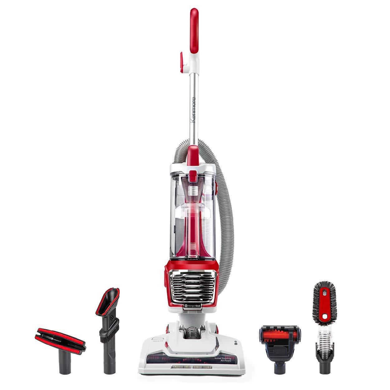 Lightweight Bagless Upright Vacuum Cleaner with HEPA Filter and 10’ Hose - Red