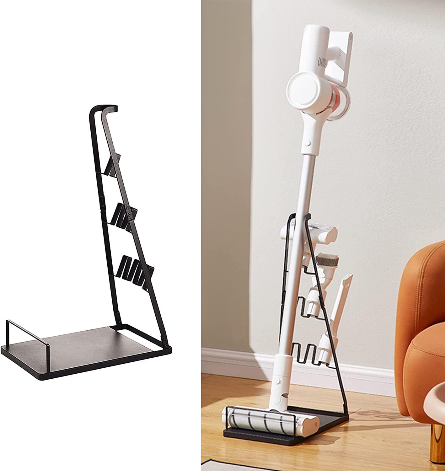 Metal Vacuum Storage Stand Holder for Cordless Stick Vacuums - Compatible with Dyson, Hoover, Eureka, Rainbow, Shop Vac (Black)