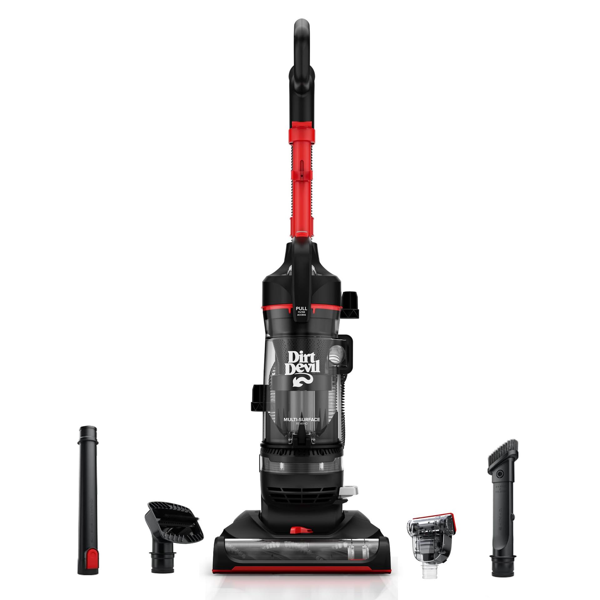 Lightweight Dirt Devil Multi-Surface Pet Hair Vacuum Cleaner with Cord Rewind, Powerful Suction, Extended Filtration - UD76800V, Black