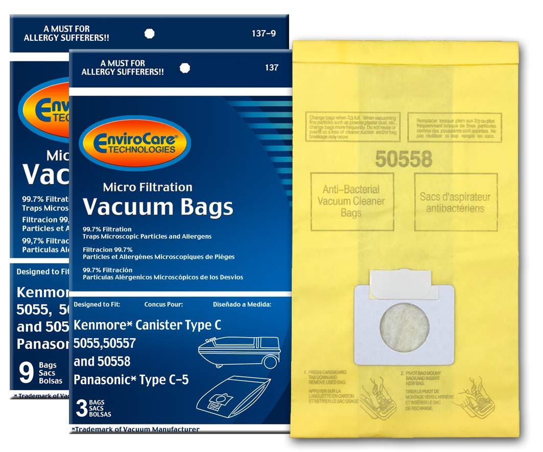 EnviroCare Replacement Vacuum Bags for Kenmore and Panasonic Canister Type C [12 Pack]
