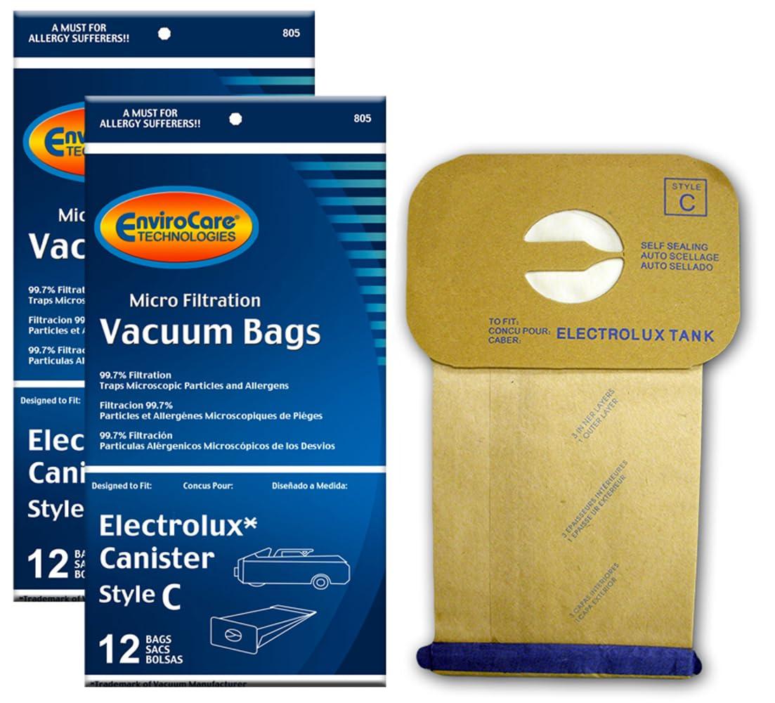 Envirocare Replacement Micro Filtration Vacuum Bags for Electrolux Canisters Style C (24-Pack) | Allergy-friendly, Fits Various Models