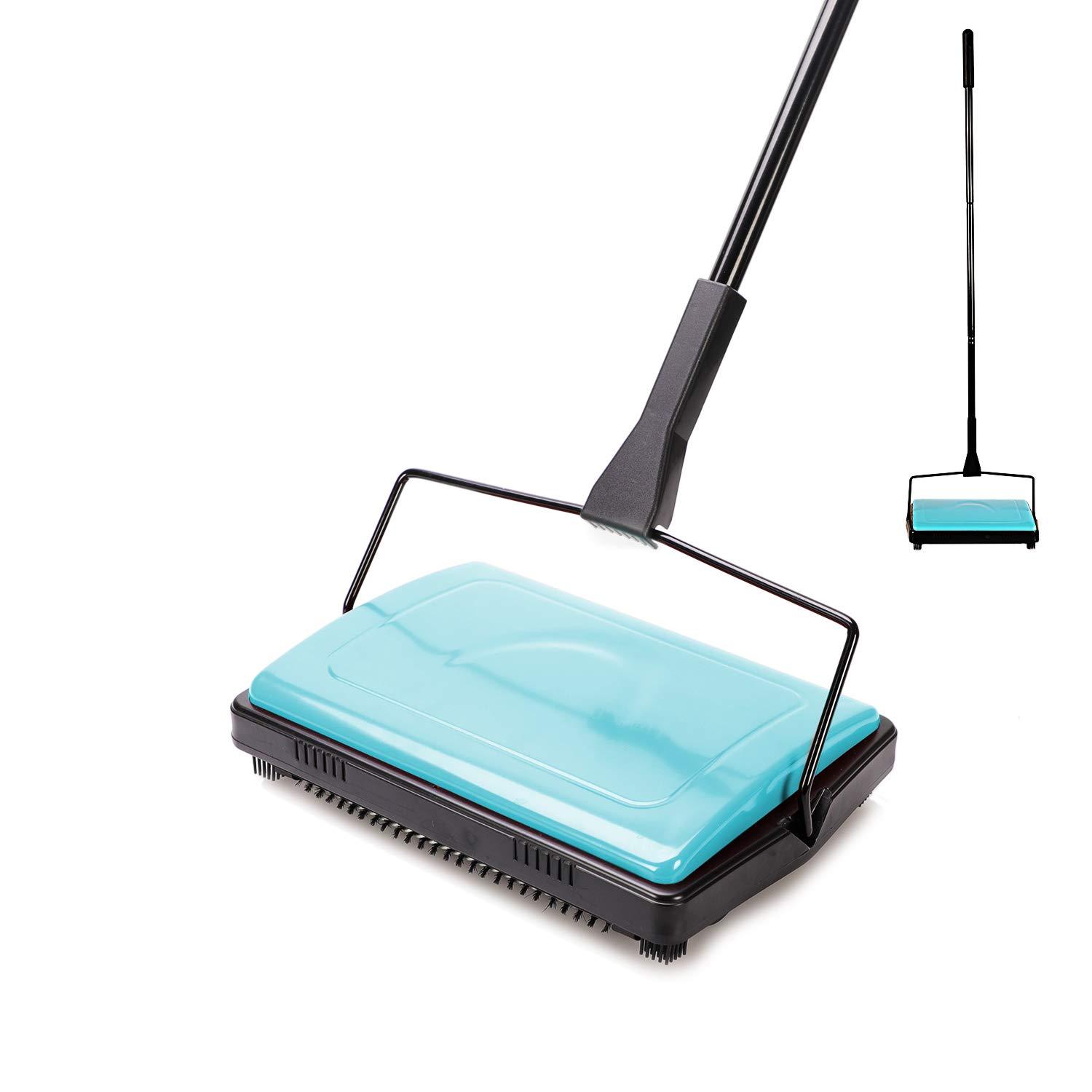 Yocada Carpet Sweeper Cleaner for Pet Hair and Small Debris - Blue, Ideal for Home and Office Use on Low Carpets and Rugs