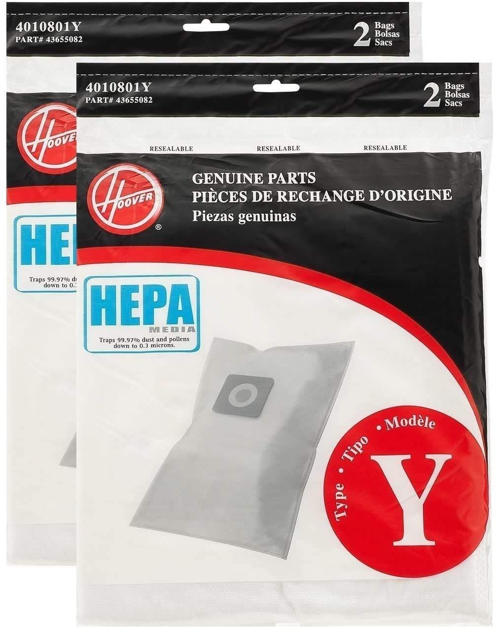Genuine Hoover AH10040CT Type Y HEPA Pleated Vacuum Bags (Pack of 4)