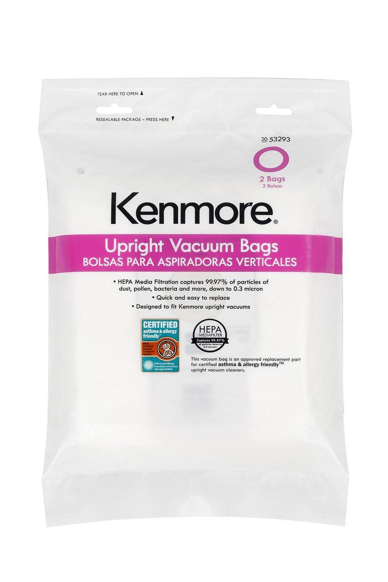 Kenmore Style O Hepa Cloth Vacuum Bags for Upright Vacuum Cleaners - 2 Pack, White