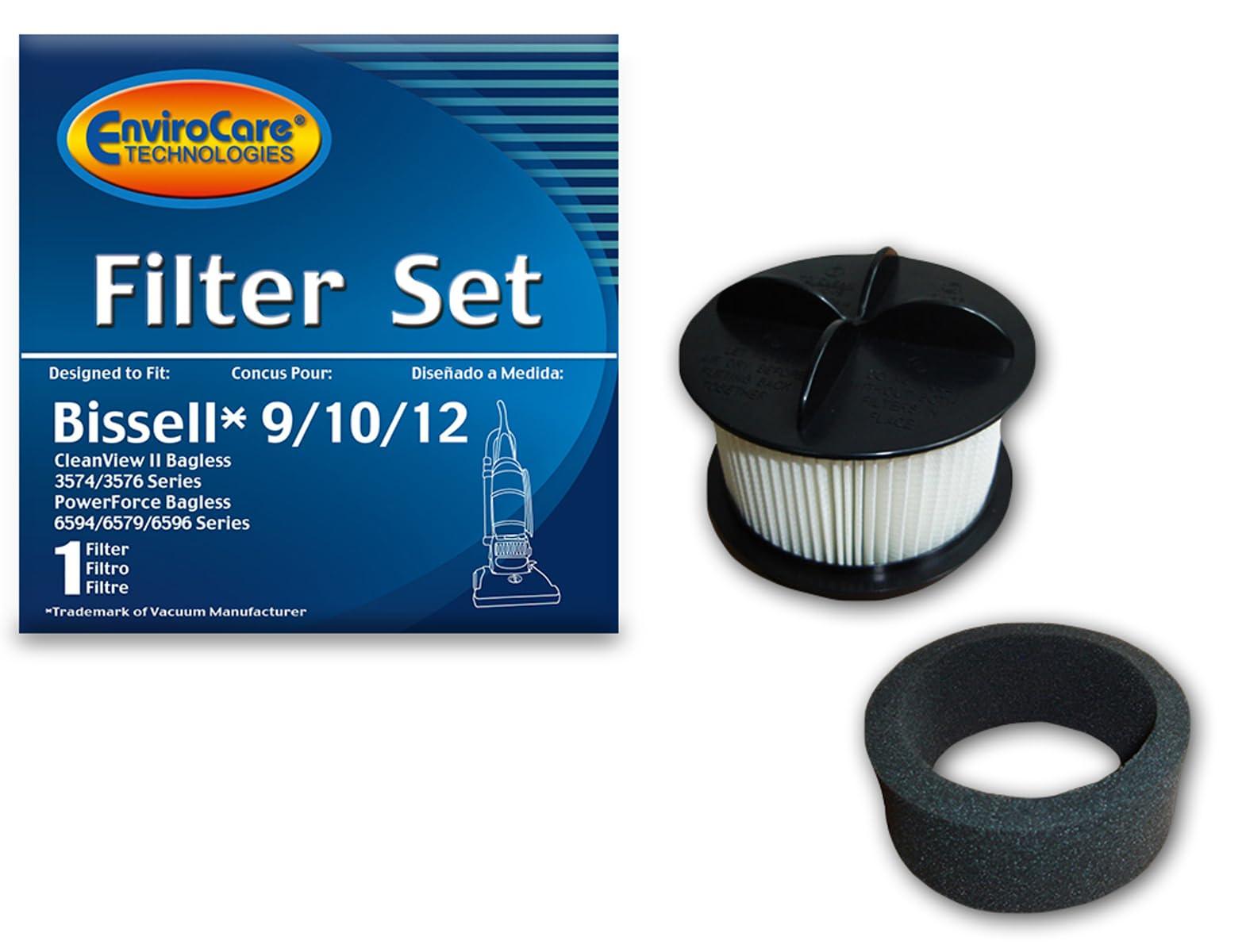 Envirocare Replacement Vacuum Cleaner Filter Set for Bissell Powerforce Bagless & Cleanview II Uprights Style 9/10/12