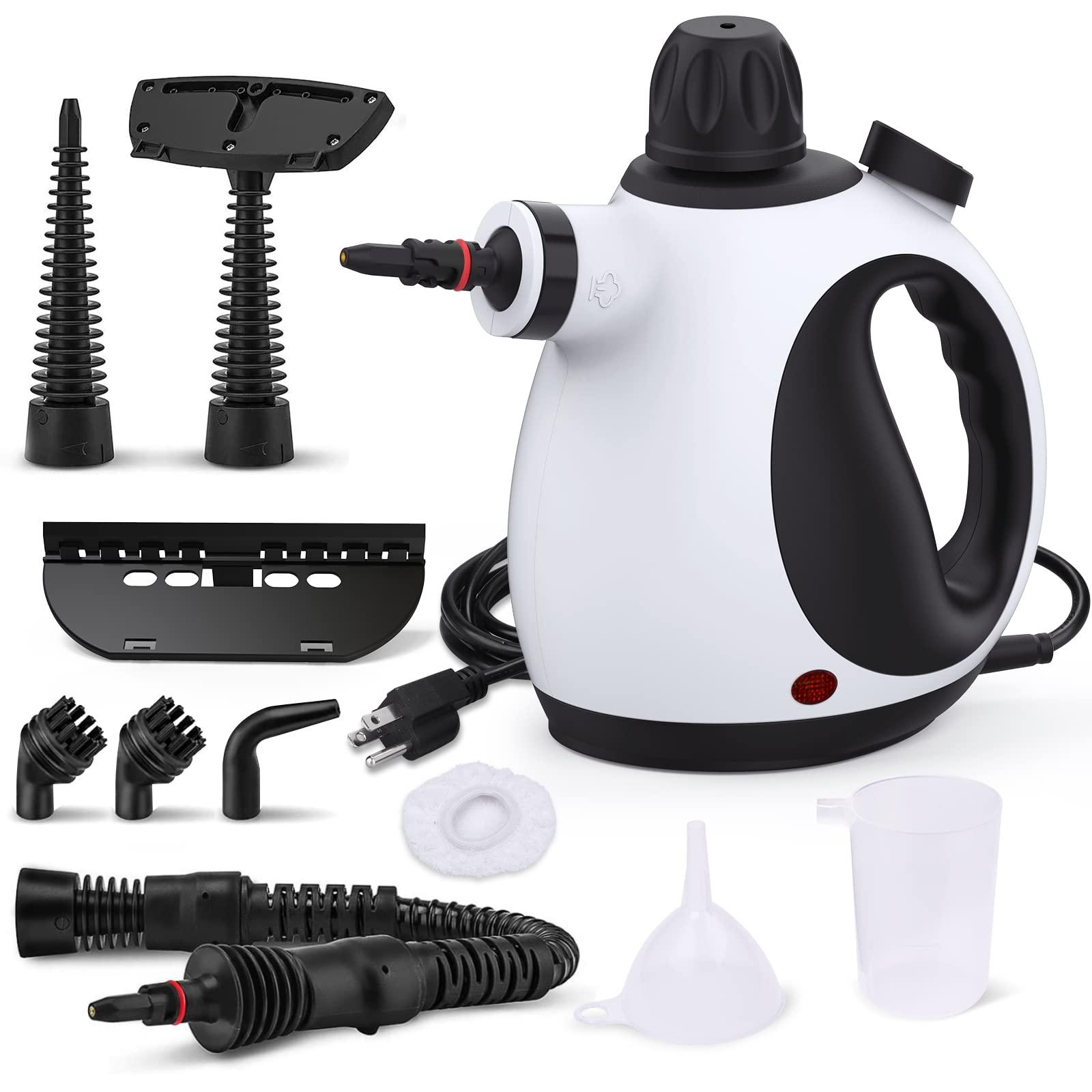 Portable Handheld Steam Cleaner with 10-Piece Accessory Kit for Home Cleaning, Upholstery Steamer - White