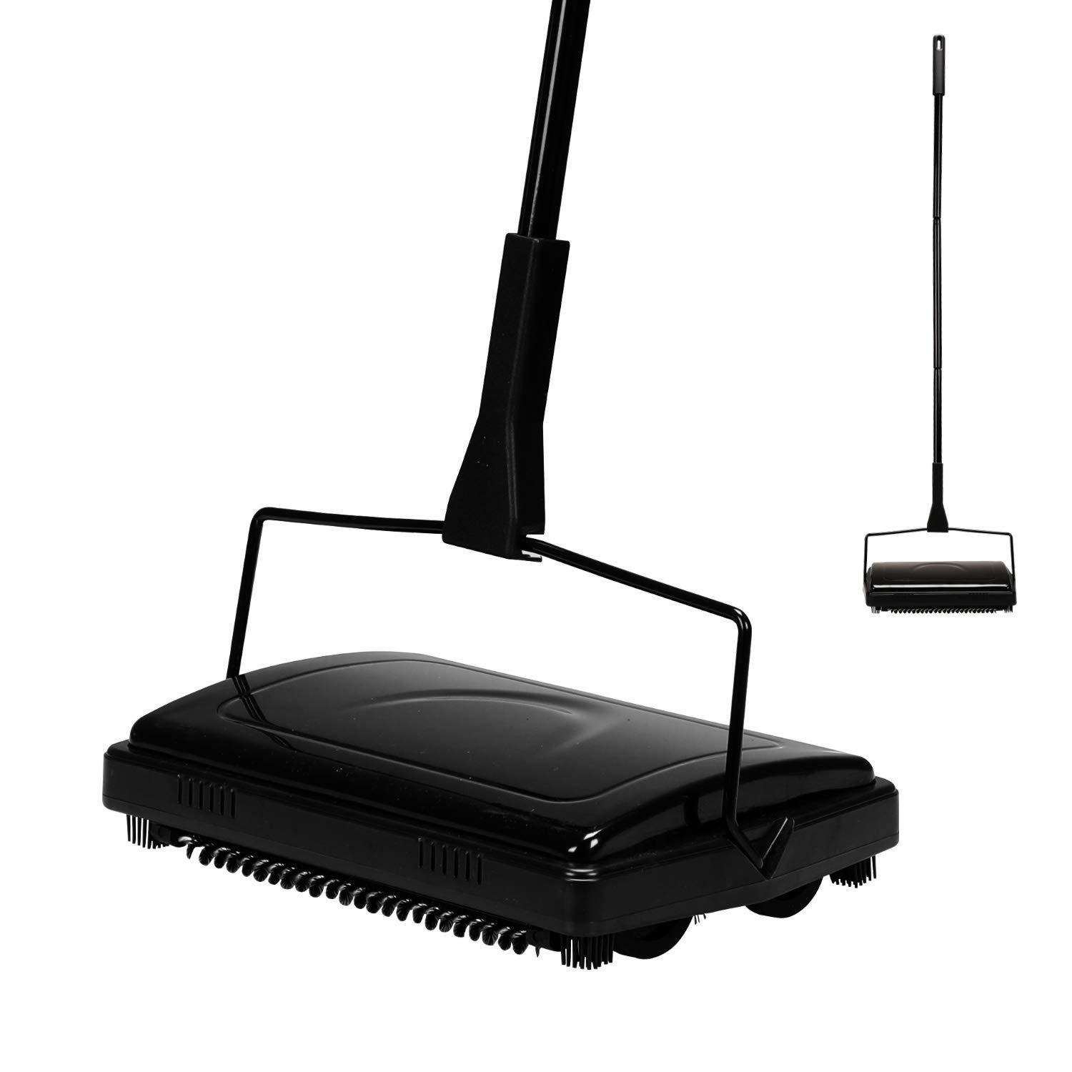 Yocada Carpet Sweeper Cleaner for Low Carpets and Rugs - Pet Hair and Dust Cleaning, Black
