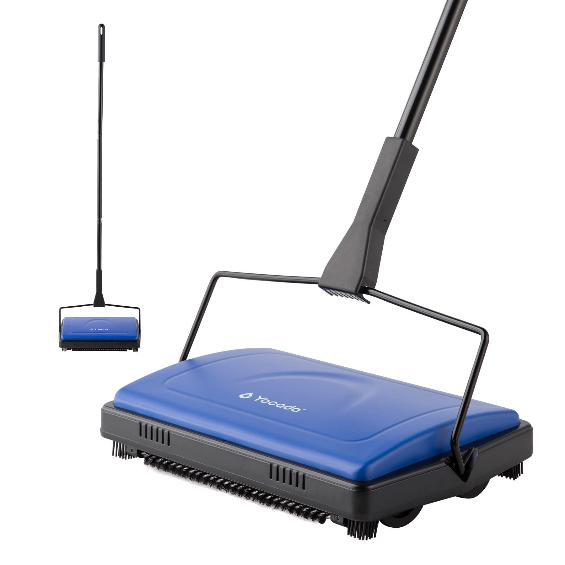 Cordless Carpet Sweeper Cleaner for Low Carpets and Rugs with Powerful Suction - Dark Blue