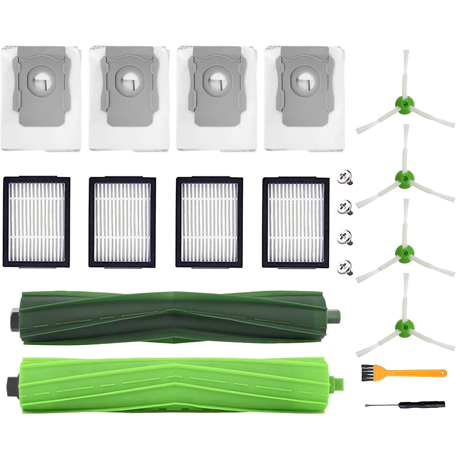 Replacement Parts Accessories for Roomba i Series Vacuum Cleaner - Compatible with I1+ I7 I7+ I3+ I4+ I6+ I8+ J7+ E5 E6 E7 - 2 Roller Brushes, 4 Filters, 4 Side Brushes, 4 Vacuum Bags