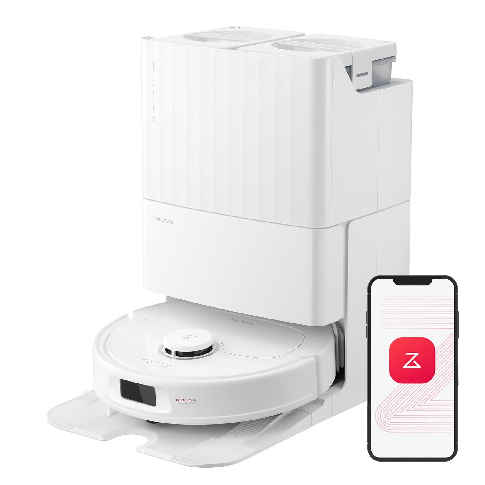 Roborock Qrevo Plus Robot Vacuum and Mop with Flexiarm Design, Self-Emptying Dock, Powerful Suction, White