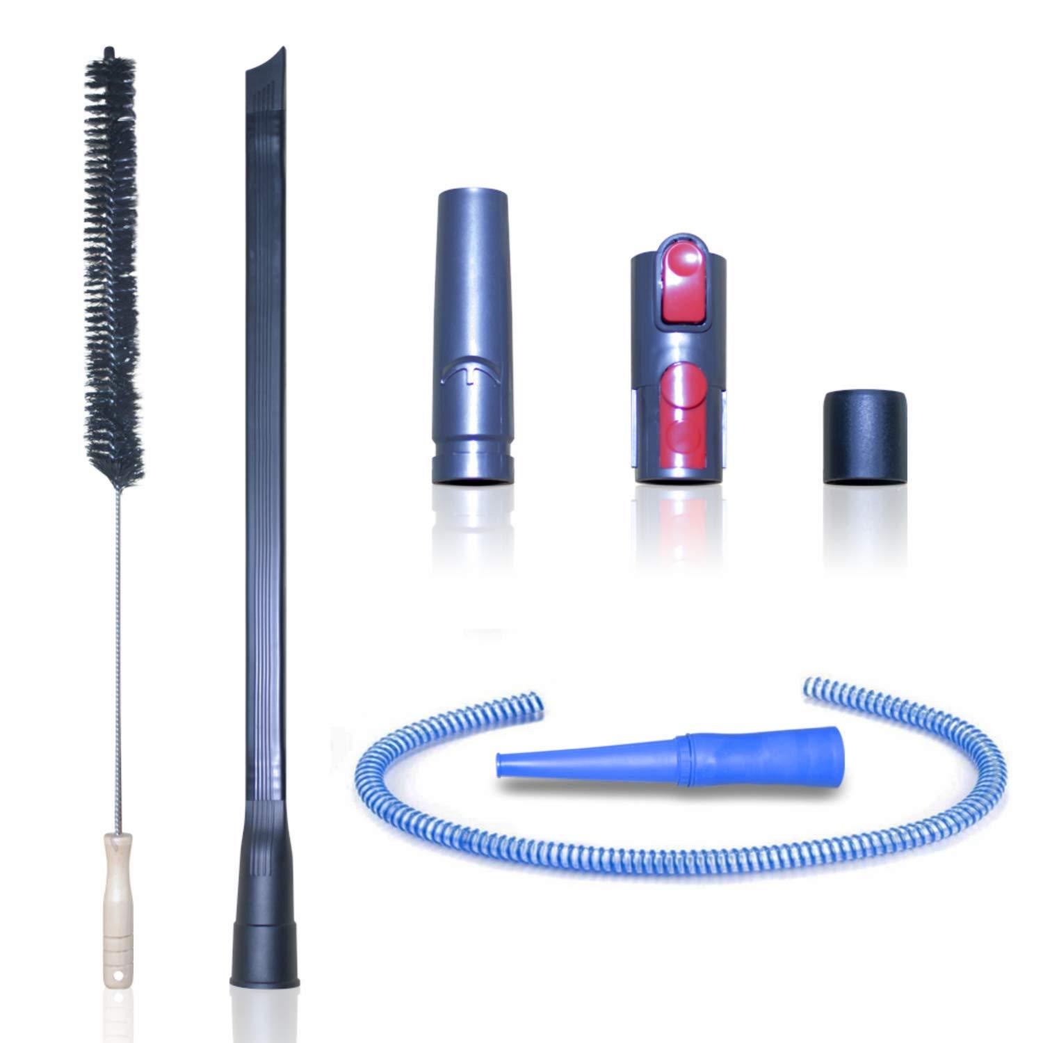 Deluxe Dryer Vent Cleaner Kit with Refrigerator Condenser Coil Brush - Vacuum Attachment for Small Crevice Cleaning