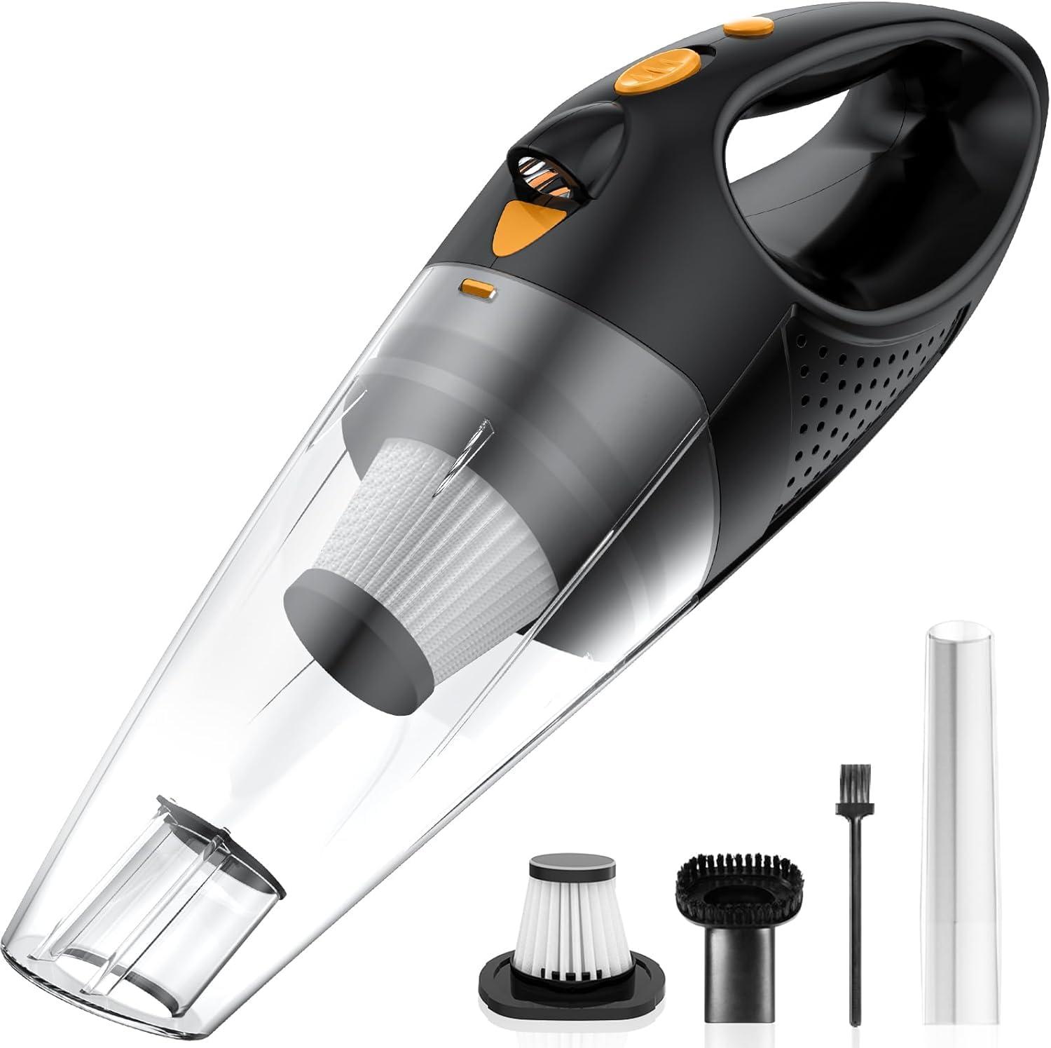 Lightweight Cordless Handheld Vacuum Cleaner with HEPA Filter and Fast Charge Technology, Orange