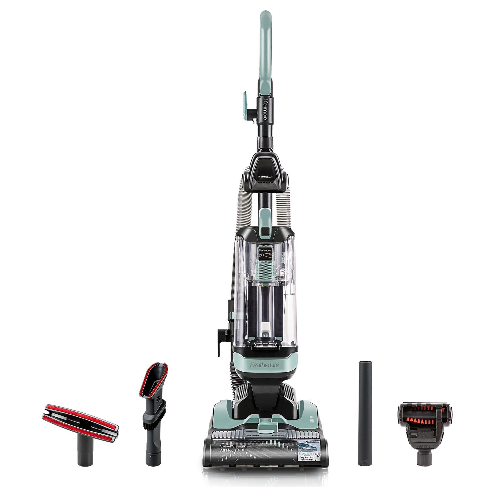 Kenmore Du1275 Bagless Upright HEPA Filter Vacuum Cleaner with Swivel Steering, Hair Eliminator Brushroll, Lightweight Design, and Extended Reach, Light Green
