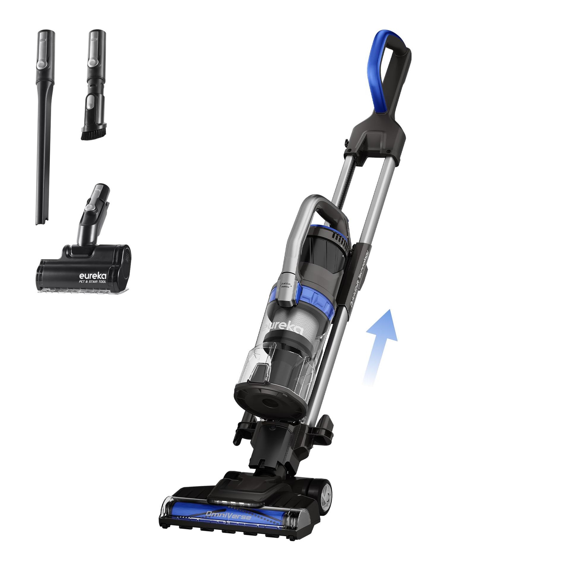 Eureka NEU801BL Quickshift Upright Vacuum Cleaner with Anti-Tangle Technology, HEPA Filter, Large Dust Cup, and Pet & Stair Tool