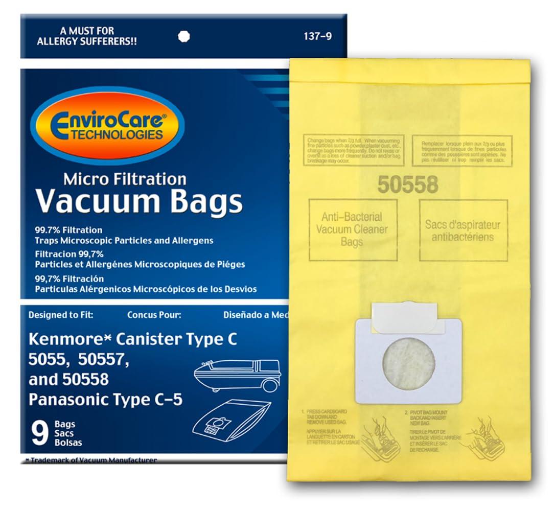 Envirocare Replacement Vacuum Bags for Kenmore Canister Type C and Panasonic Type C-5 Vacuums, 9 Pack