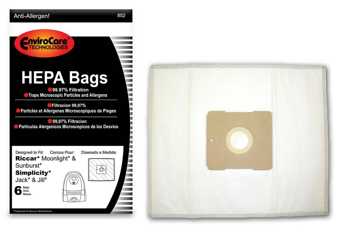 Envirocare Replacement HEPA Filtration Vacuum Cleaner Dust Bags for Riccar and Simplicity Canisters 6 Pack