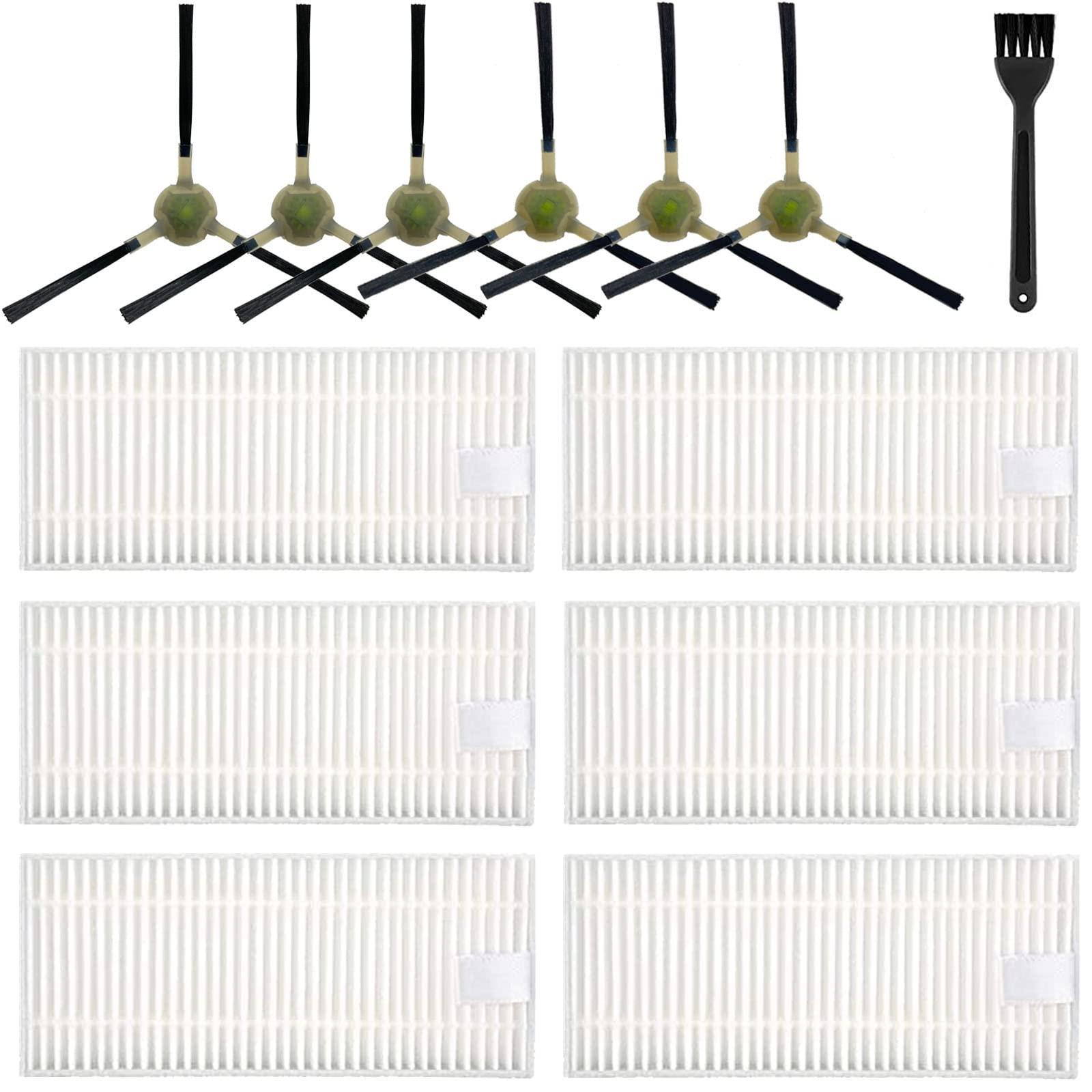 12 Pack Replacement Filter Set for Okp Life K2, K3, K3A, K4, K5 and Lefant Robot Vacuum Models - Includes 6 Side Brushes, 6 Filters