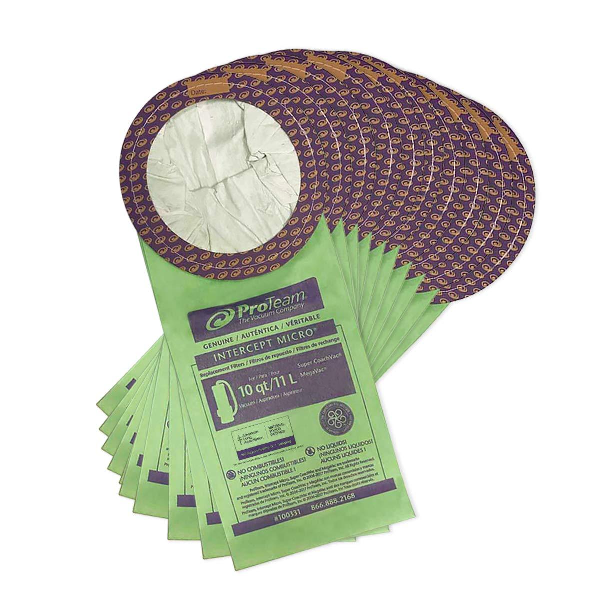 ProTeam 100331 Pack of 10 HEPA Filter Vacuum Bags for Coachvac, Super Coachvac, Megavac