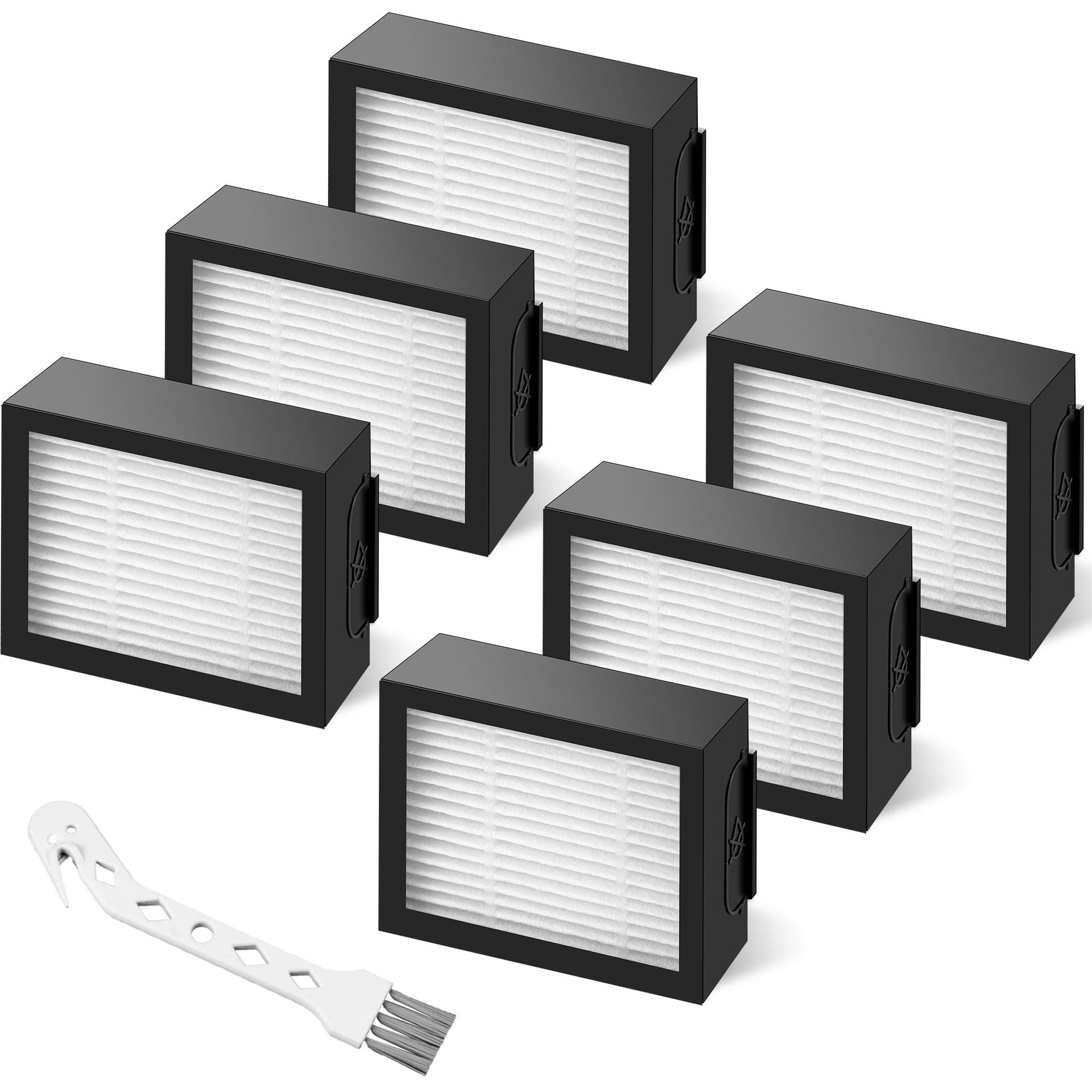 High Efficiency Filter Replacement Kit for I-Robot Roomba E, I & J Series - 6 Pack 4639161 Filters + 1 Cleaning Brush