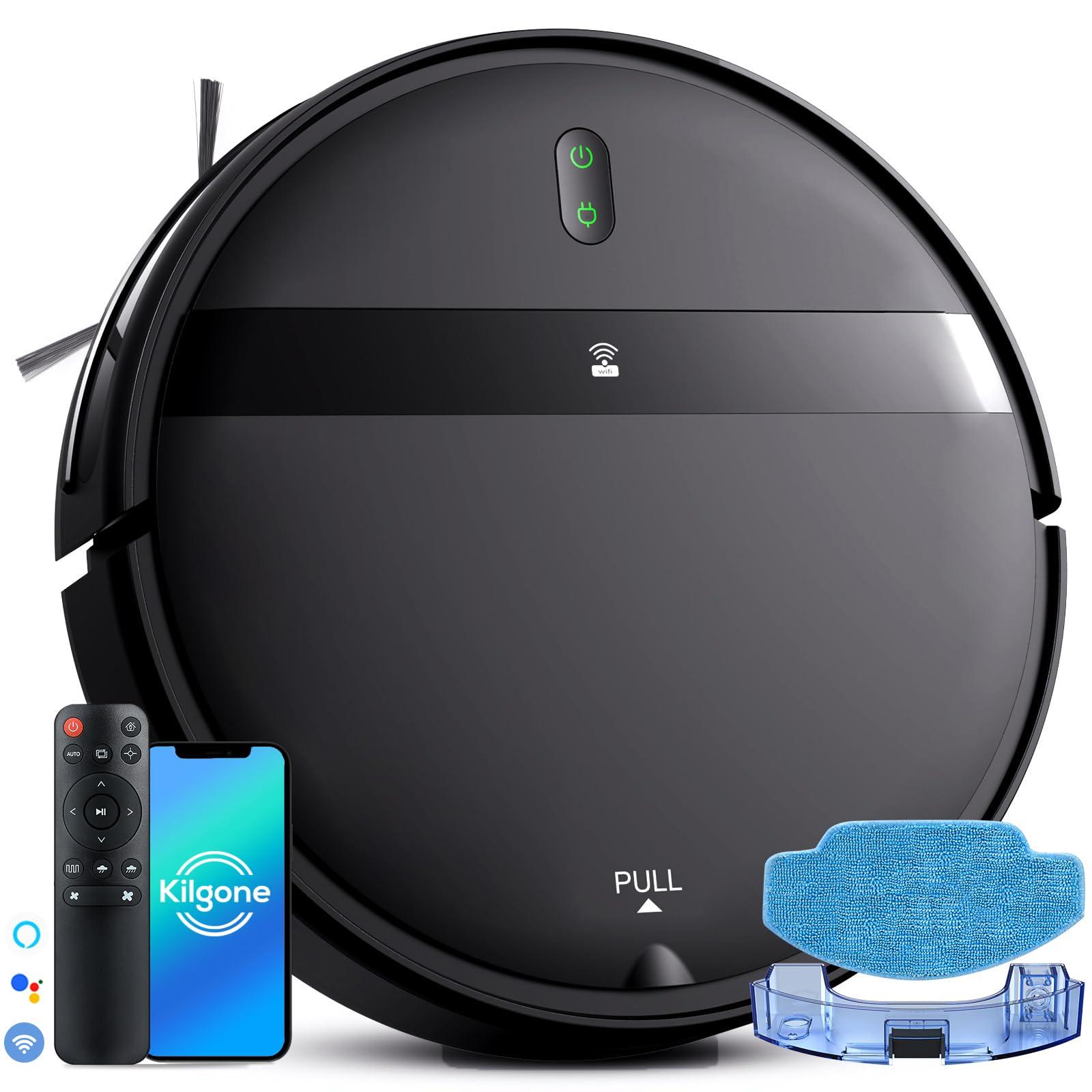 Smart Robot Vacuum and Mop Combo - Wifi/Alexa Controlled, Automatic Recharge, Tangle-Free - Ideal for Pet-Friendly Homes