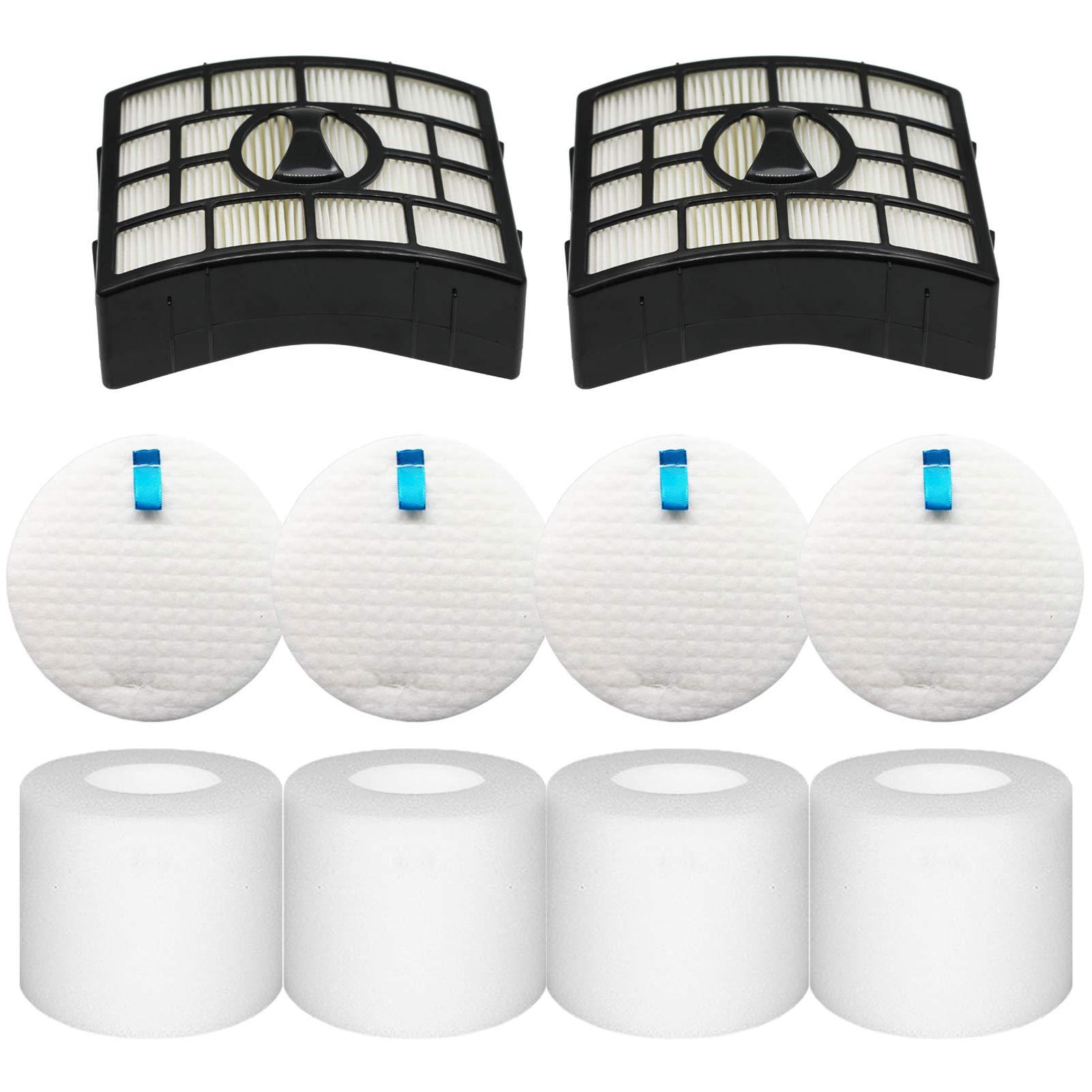 HEPA Filter Replacement Kit for Shark Rotator Powered Lift-Away AZ1002, NV650, NV751, AX950, Zu632 - 2 Post Filters + 4 Foam & Felt Filters