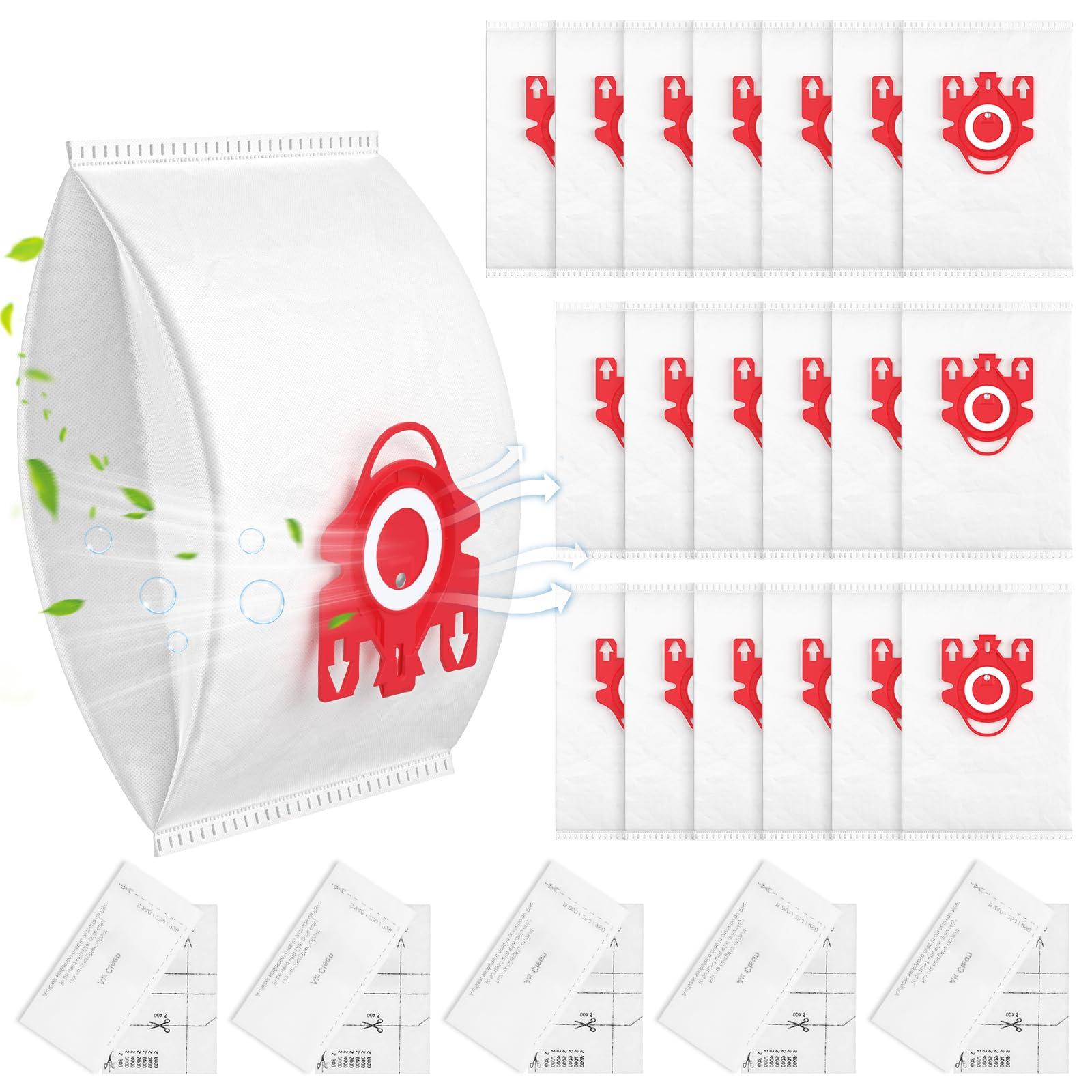 20 Pack 3D Airclean FJM Vacuum Cleaner Bags for Miele FJM Compatible Models, Replaces Part 10123220