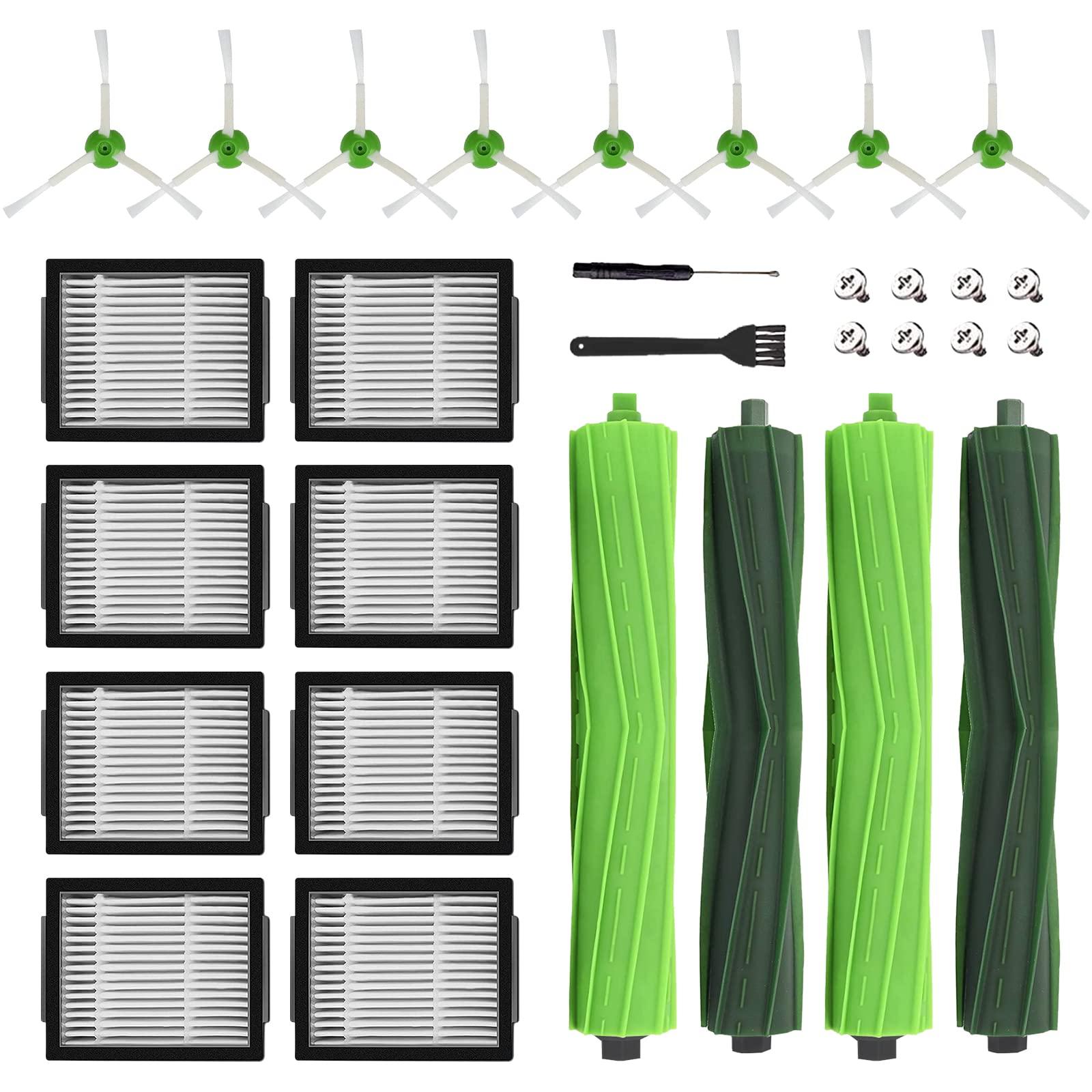 Replacement Parts Accessories for iRobot Roomba I1+ I7 I7+ I3+ I4+ I6+ I8+ J7+ Plus I & J Plus Series Vacuum Cleaner - 4 Roller Brushes, 8 Filters, 8 Side Brushes