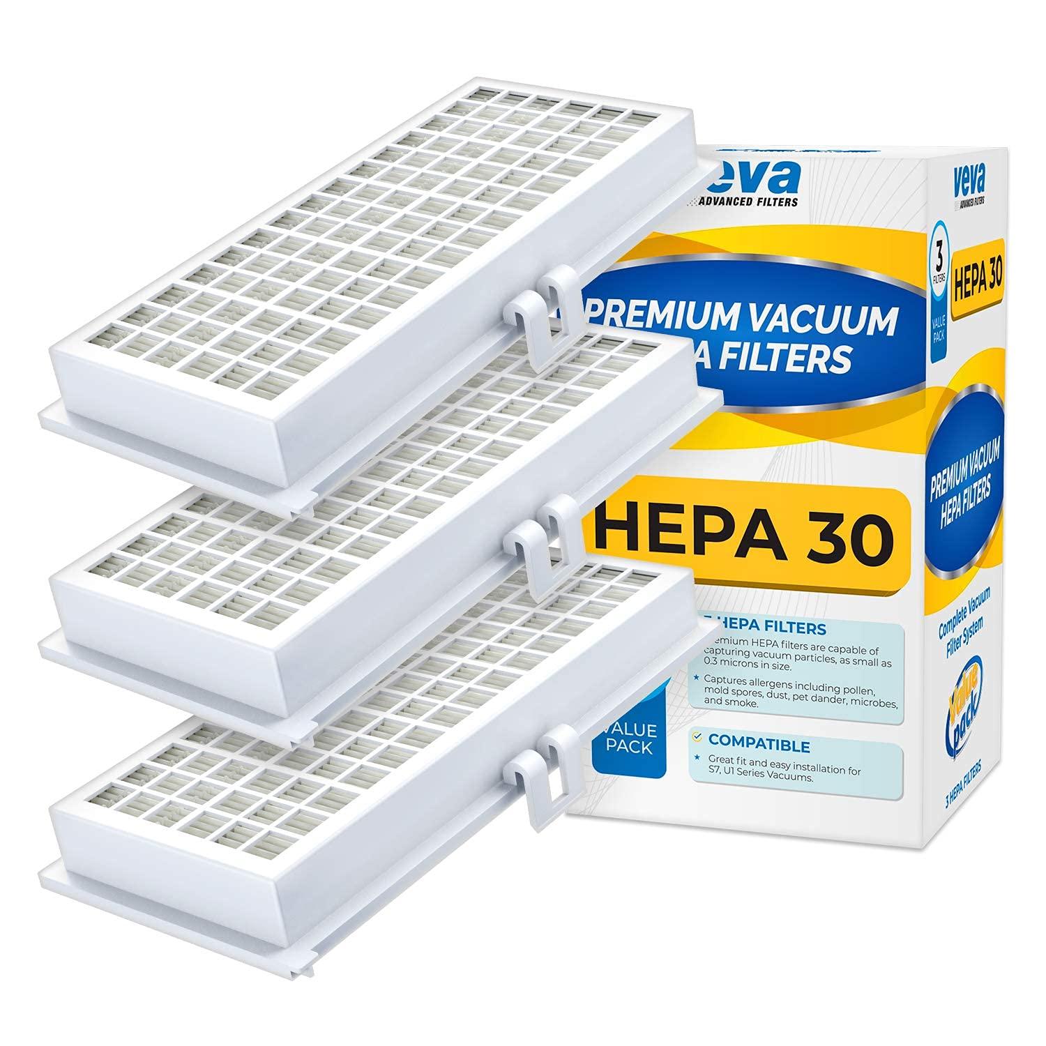 Veva 3 Pack HEPA Filter Set for Miele S7 and U1 Series Vacuum Cleaners