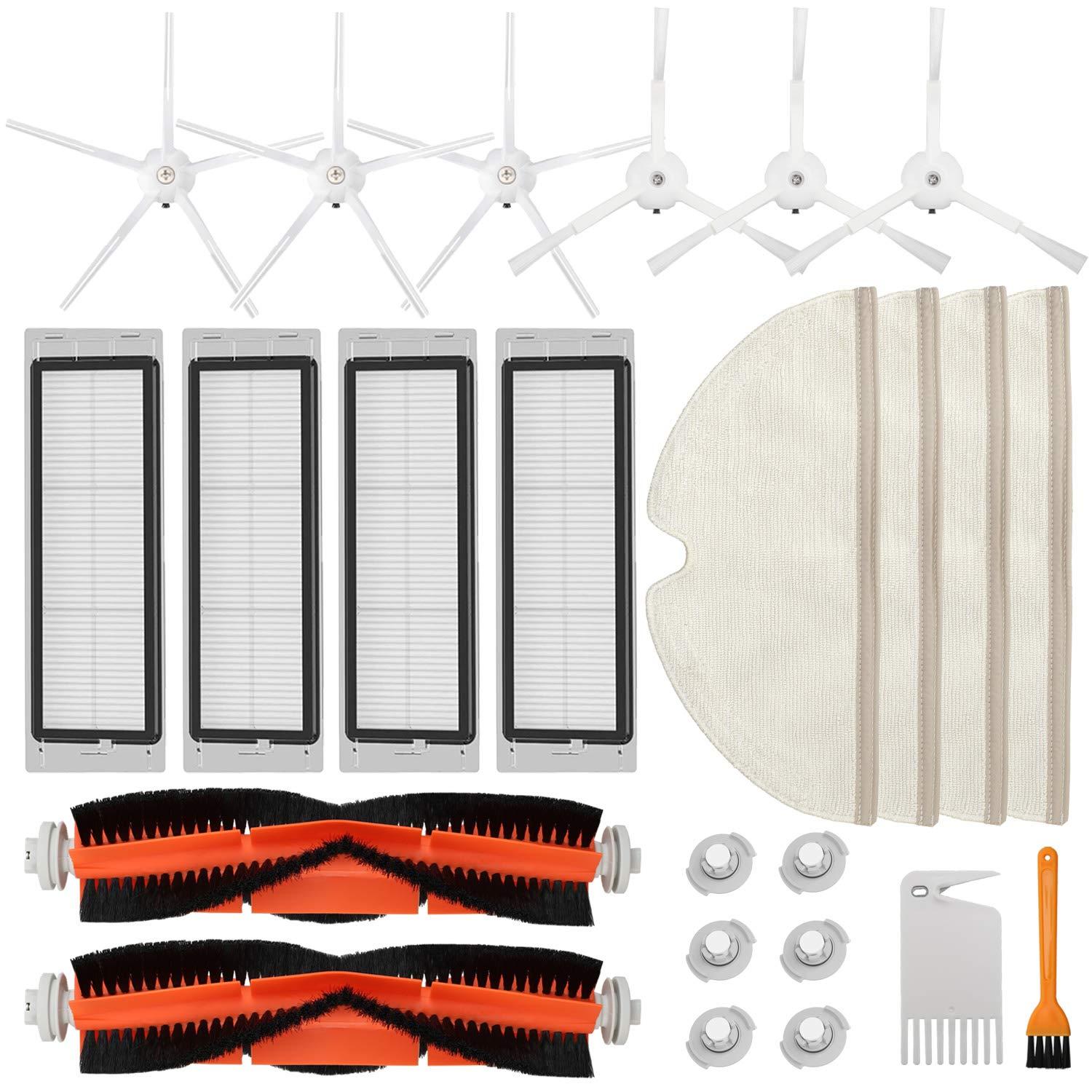Replacement Accessories Kit for Roborock S4 S5 S6 E4 E20 E25 E35 S50 Xiaomi Mi Mijia Robotic Vacuum - 22 Pack, HEPA Filters, Main Brush, Side Brush, Mop Cloth, Water Tank Filter