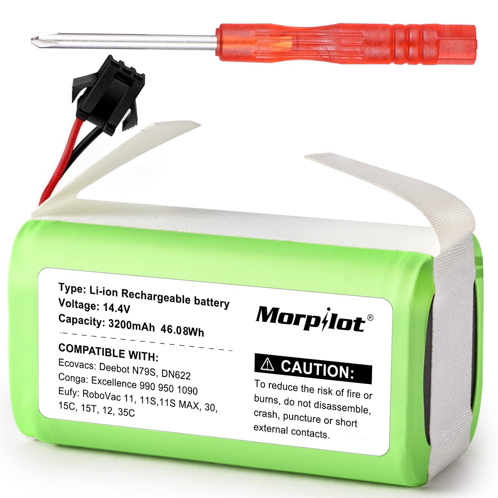 Morpilot 14.4V 2600mAh Li-Ion Rechargeable Replacement Battery for Eufy Robovac 11 11S 30 15C 15T 12 35C, Ecovacs Deebot N79 N79S DN622, Goovi F007C D380 D382, Amarey A800 A900, Coredy R300 R500+ etc.