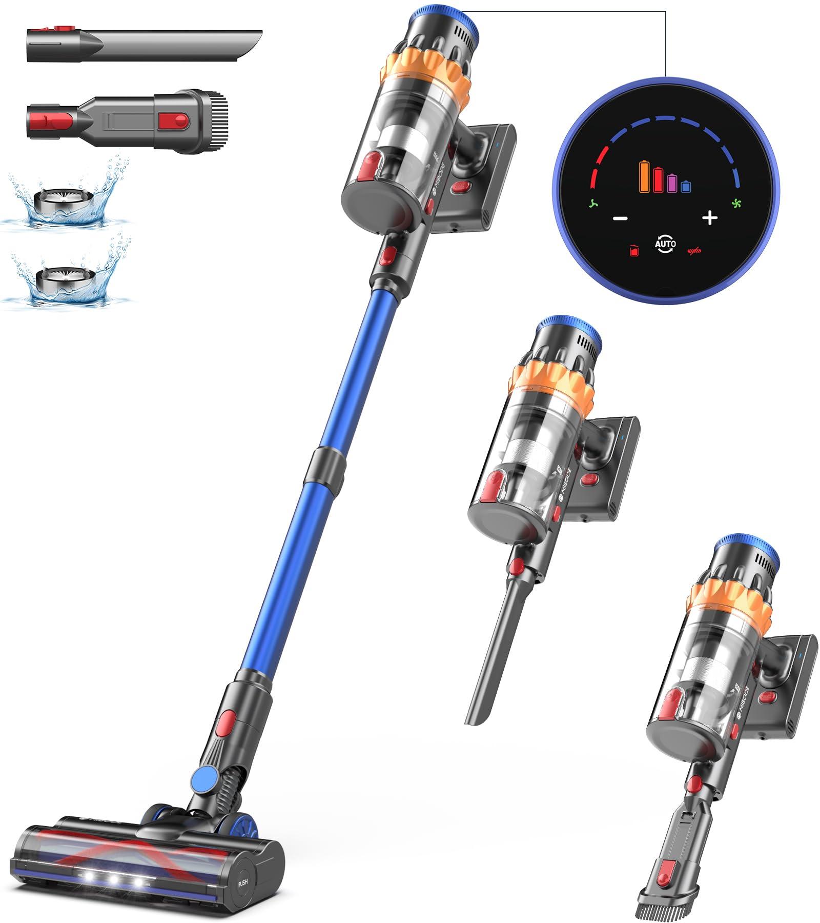 Powerful Cordless Vacuum Cleaner 550W/45Kpa with Intelligent Display and 60 Mins Runtime - Ideal for Pet Hair, Carpet, Hardwood Floors