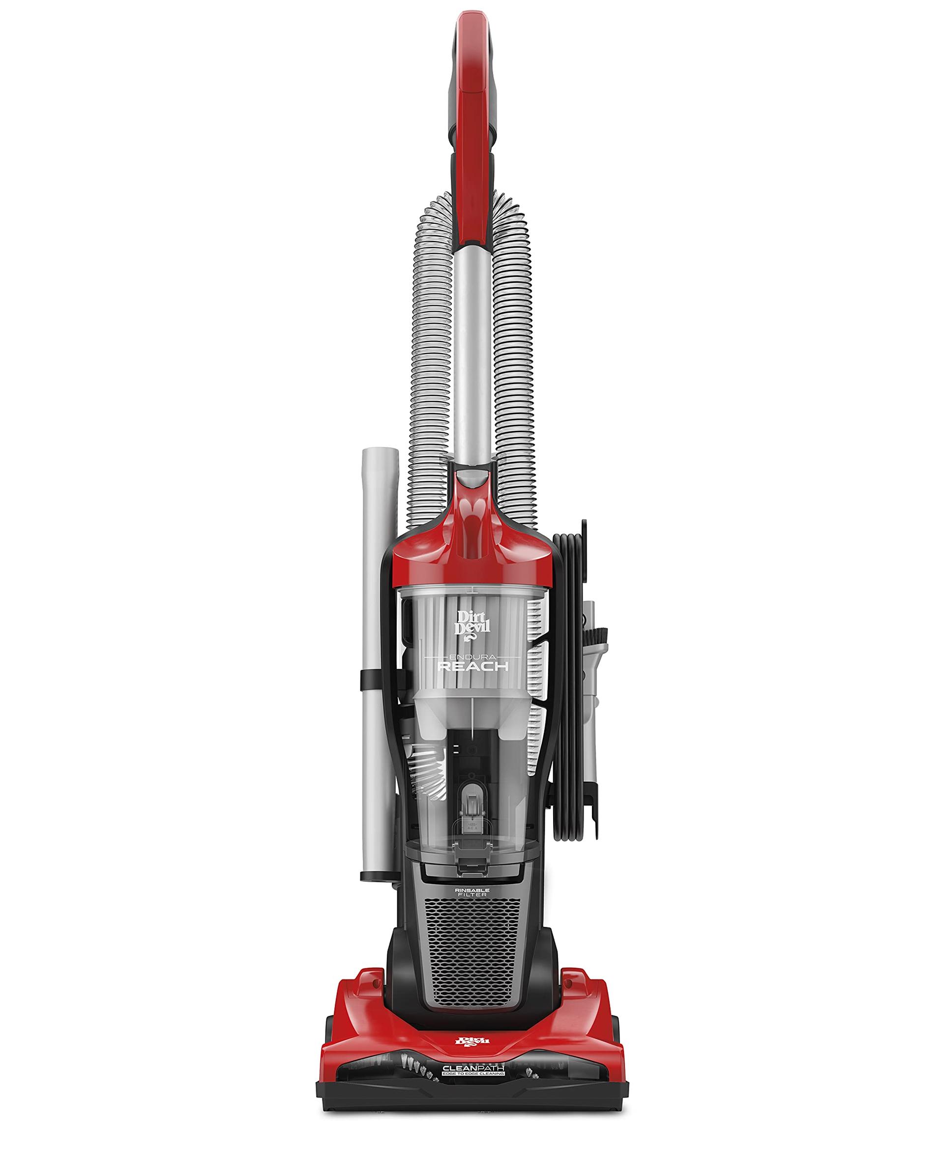 Dirt Devil Endura Reach Bagless Upright Vacuum Cleaner - Powerful Suction, Easy-Empty Dirt Cup, Red (UD20124V)