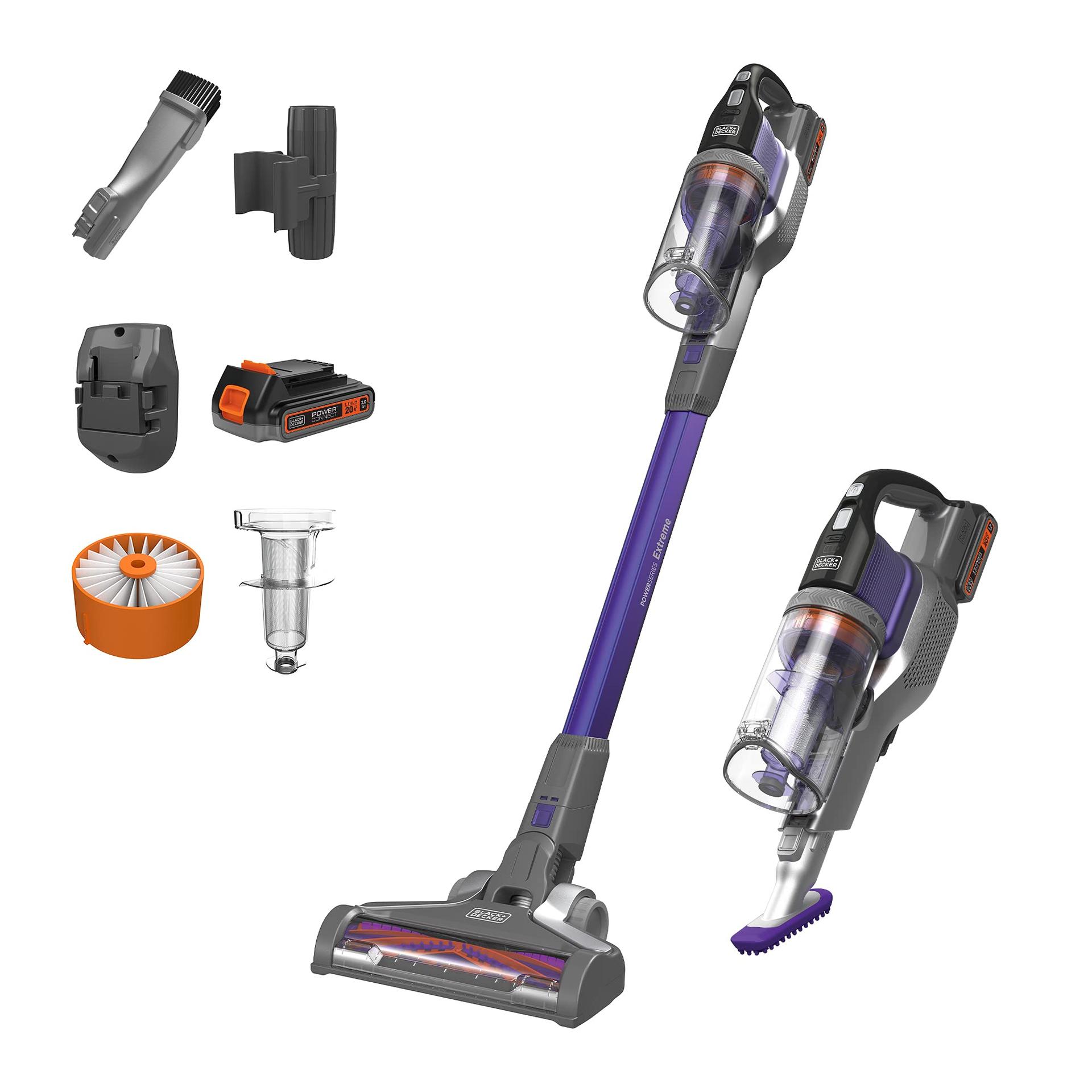 Powerful Black+Decker Powerseries Extreme Cordless Stick Vacuum Cleaner For Pets, Purple (BSV2020P)